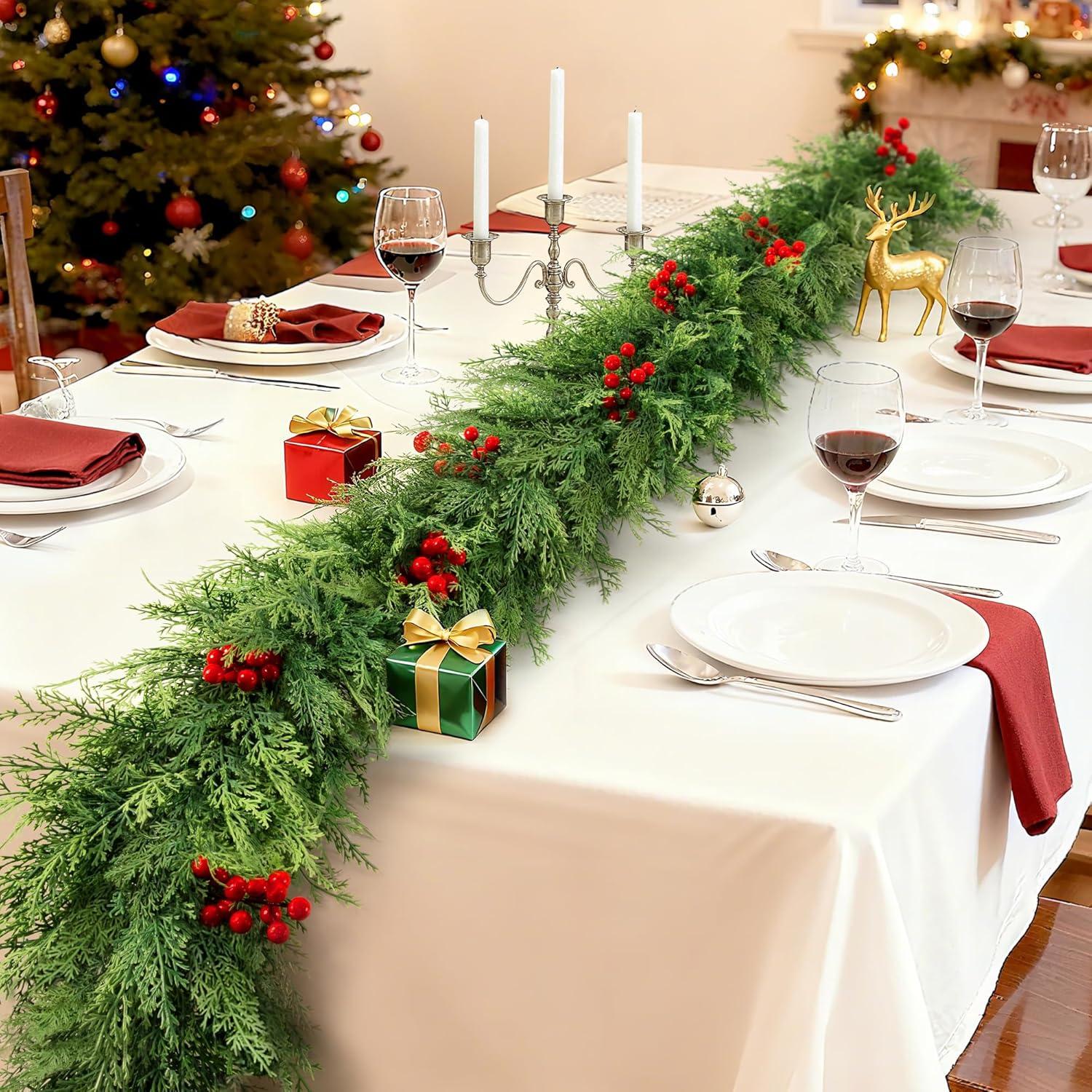 Guirnalda de Navidad 9 pies DEPMEM de ciprés artificial