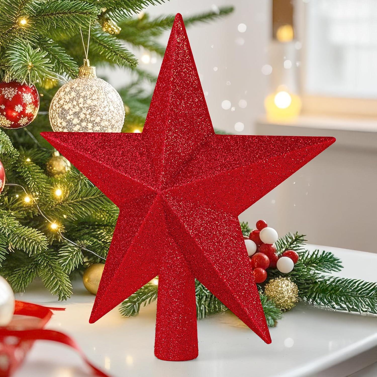 Adorno de Estrella de Navidad QZYL 20.32 cm Rojo Brillante
