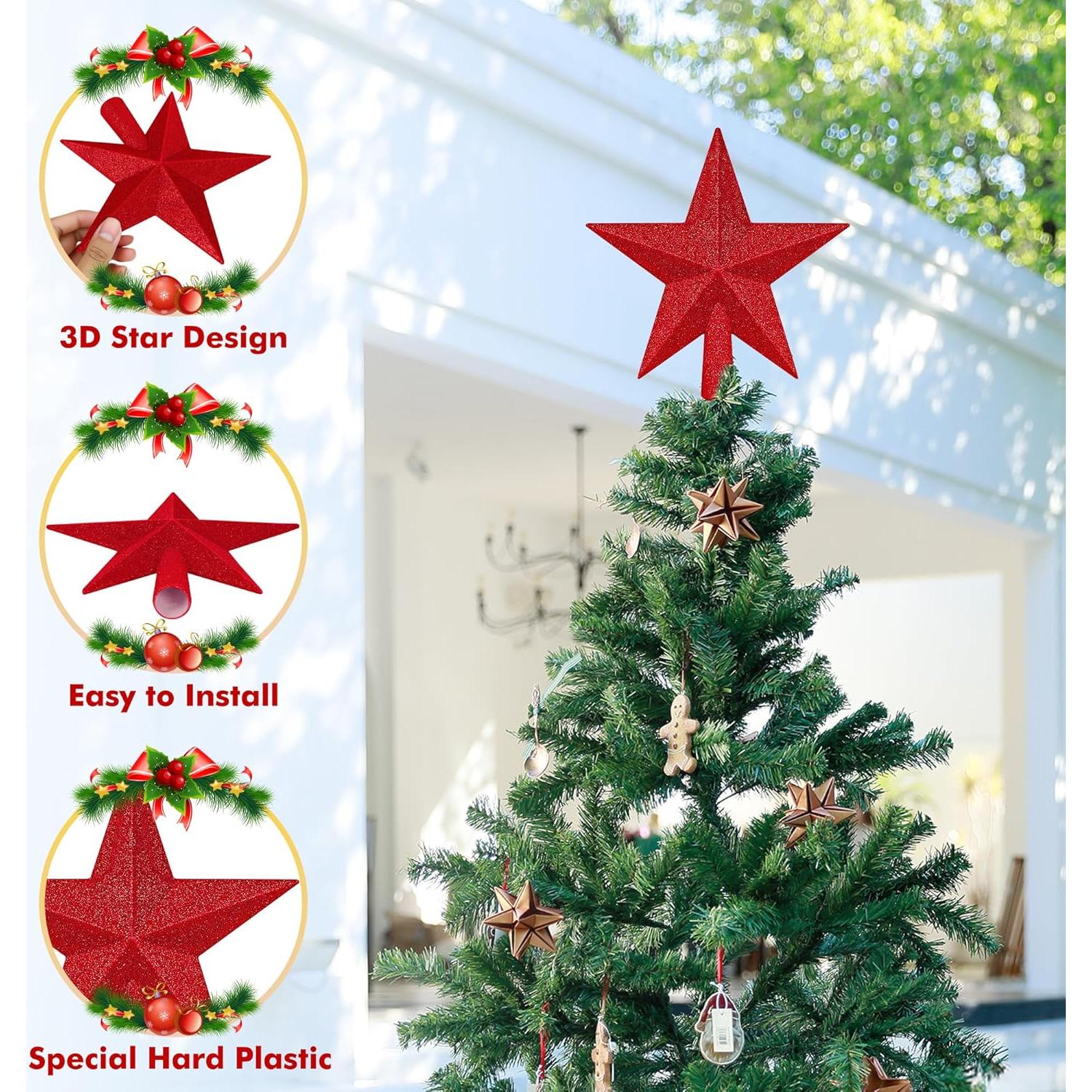 Adorno de Estrella de Navidad QZYL 20.32 cm Rojo Brillante