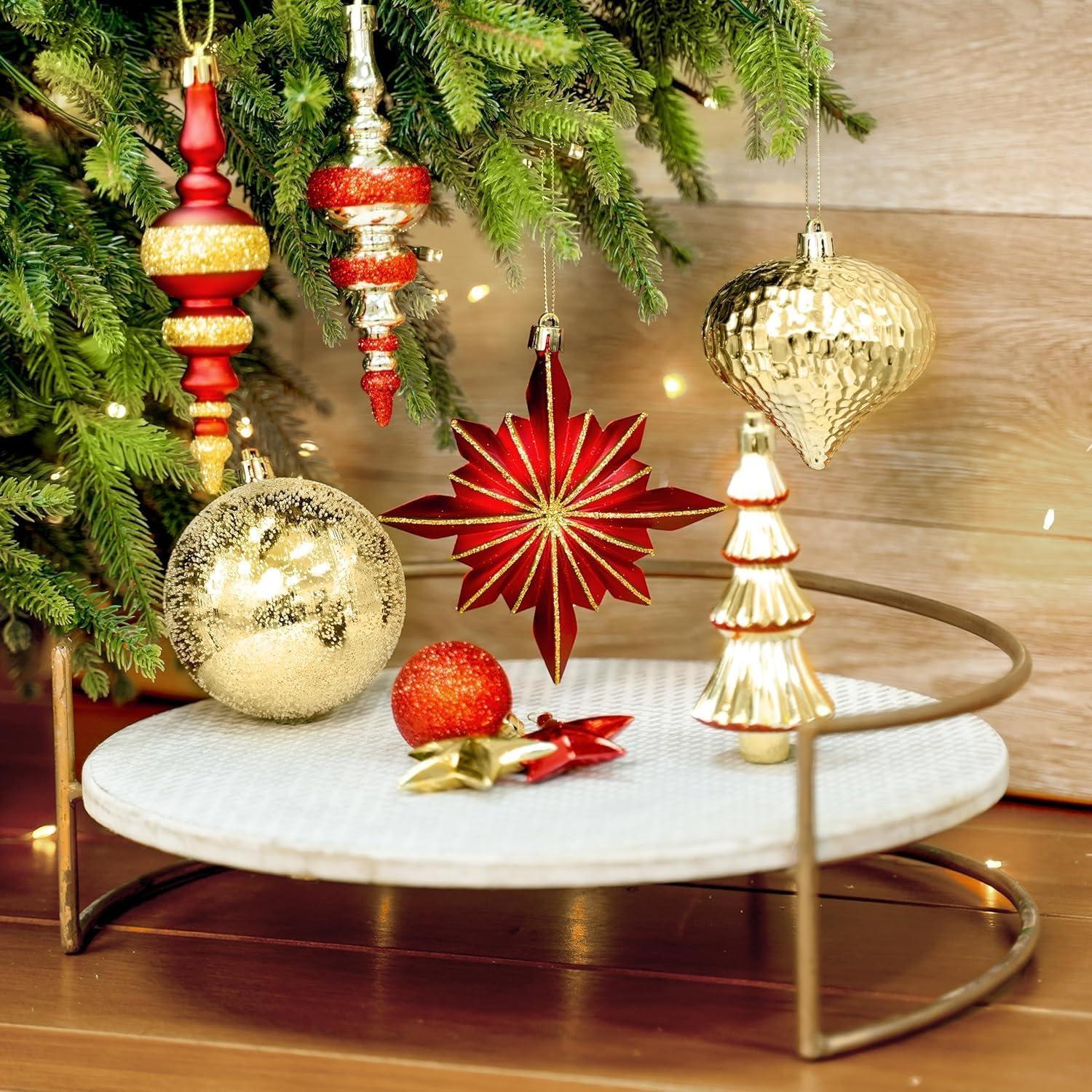 Conjunto de 80 Adornos Navideños SHareconn Irrompibles Rojo Dorado