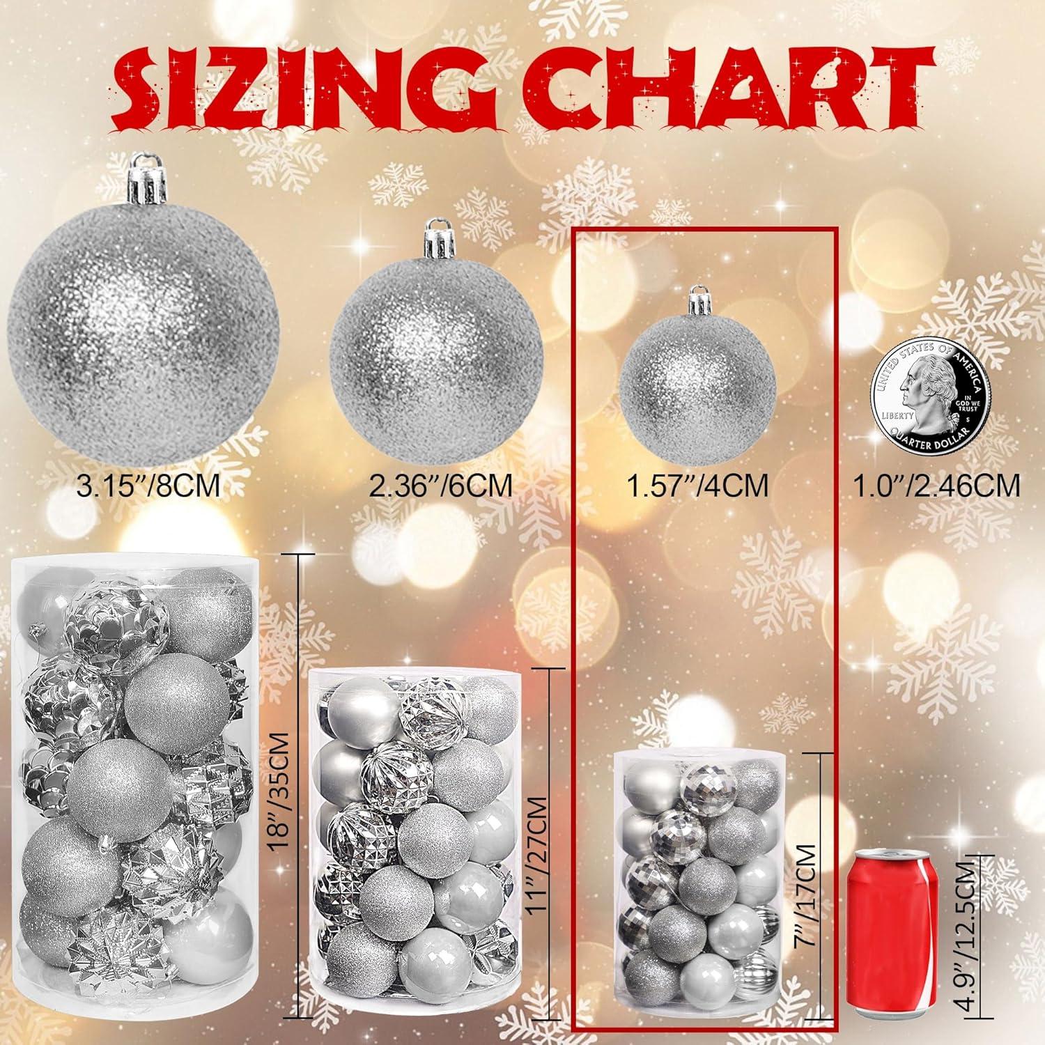 Adornos de Bolas de Navidad Lulu Home 34 Ct 4 cm Plata