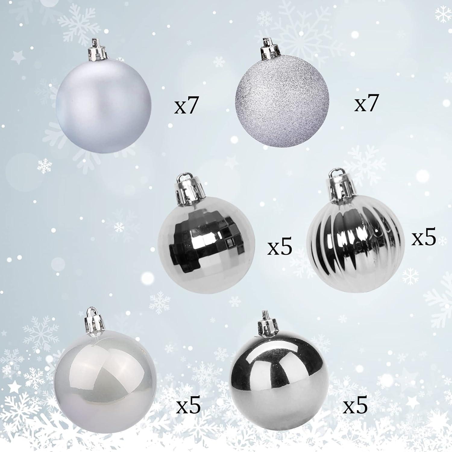 Adornos de Bolas de Navidad Lulu Home 34 Ct 4 cm Plata