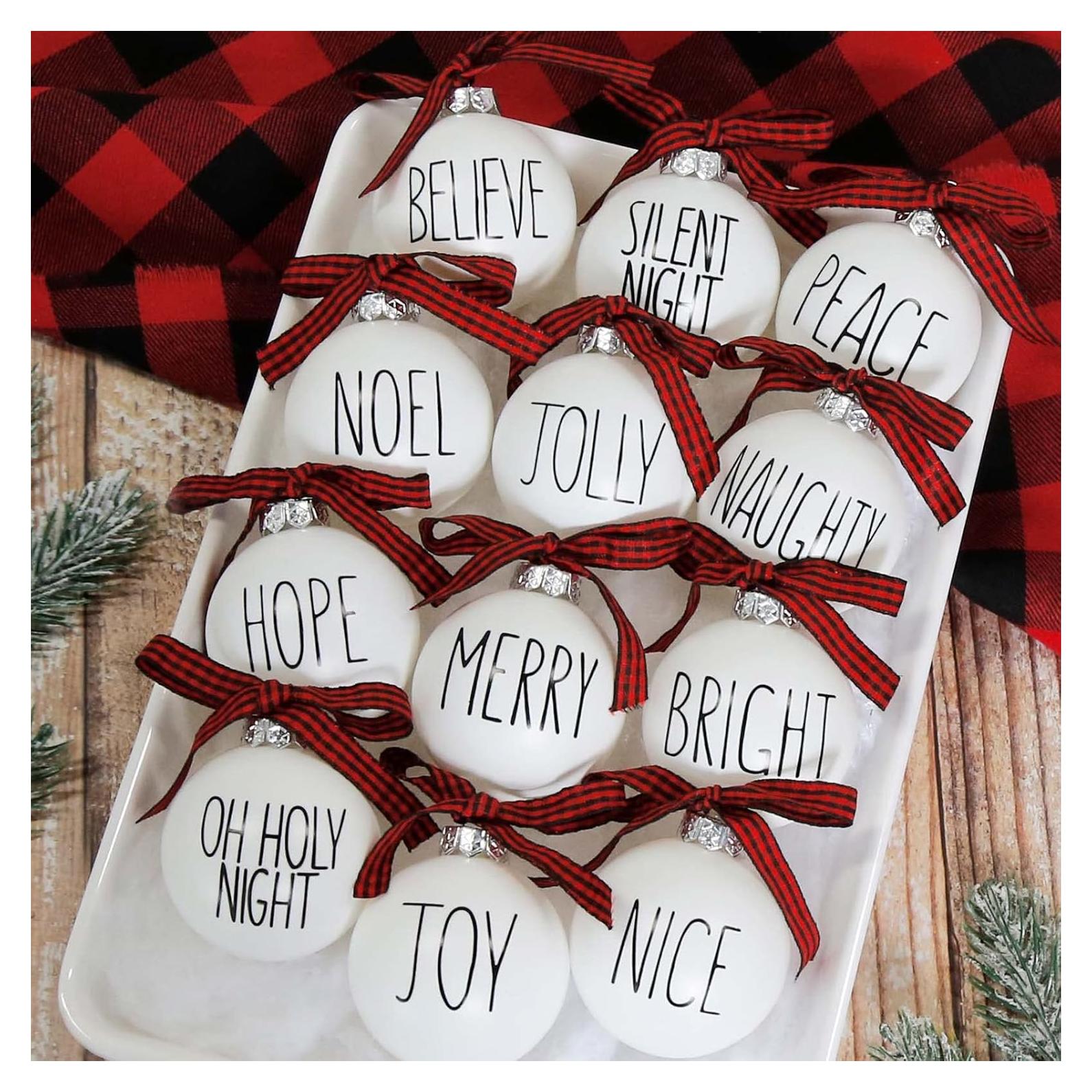 Juego de 12 Adornos Navideños Blancos Irrompibles - Oriental Cherry