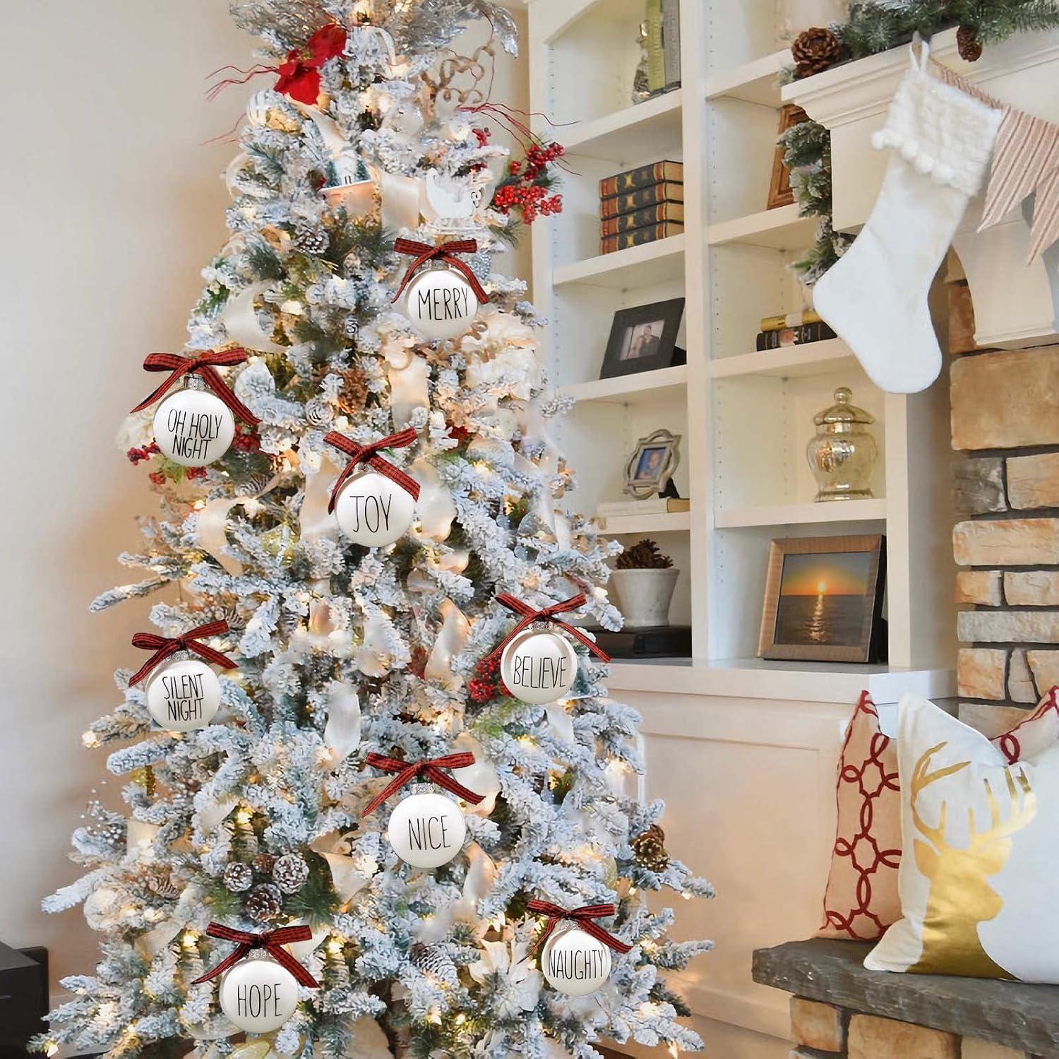 Juego de 12 Adornos Navideños Blancos Irrompibles - Oriental Cherry