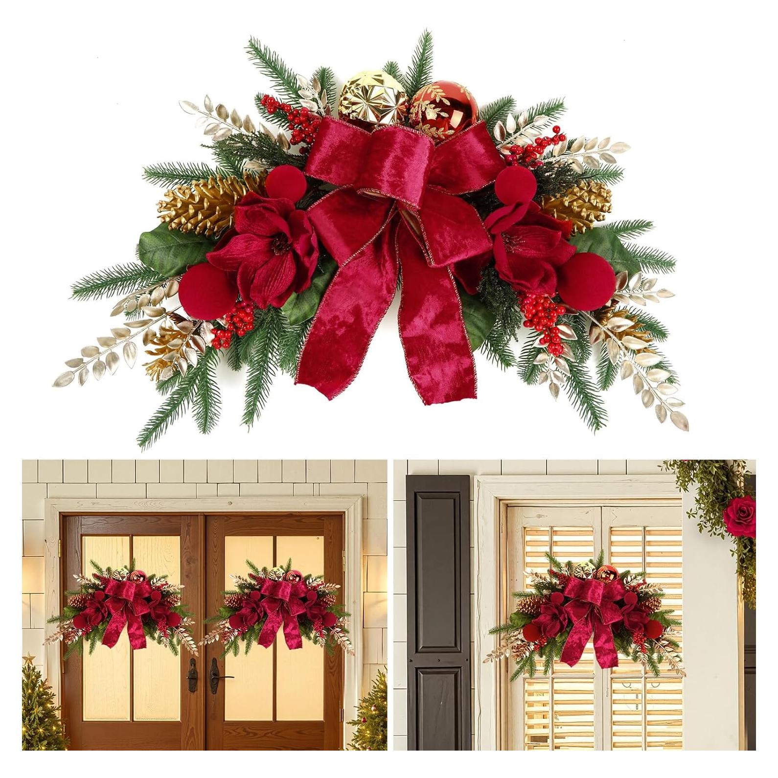 Adorno Navideño Colgante Alupssuc 61 cm con Lazos y Piñas