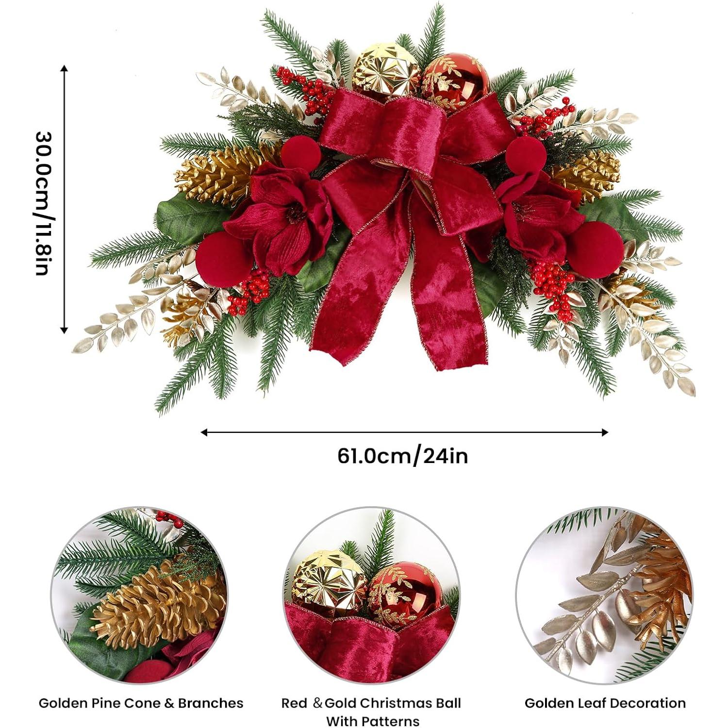 Adorno Navideño Colgante Alupssuc 61 cm con Lazos y Piñas