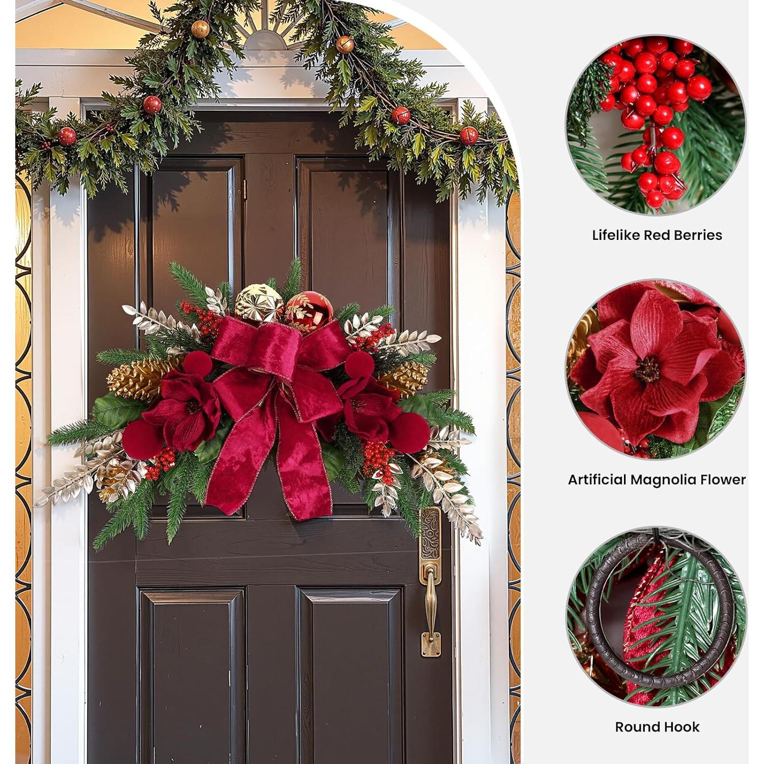 Adorno Navideño Colgante Alupssuc 61 cm con Lazos y Piñas