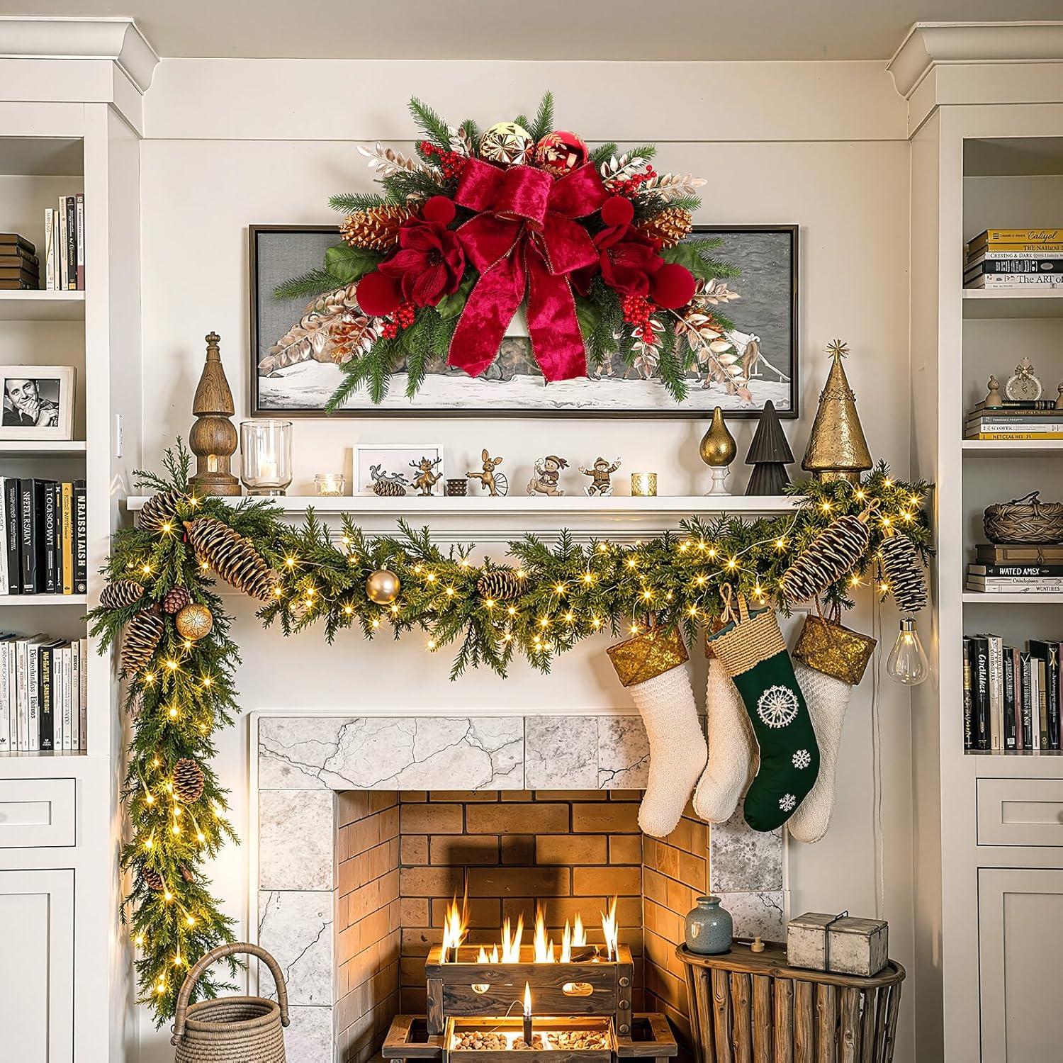 Adorno Navideño Colgante Alupssuc 61 cm con Lazos y Piñas