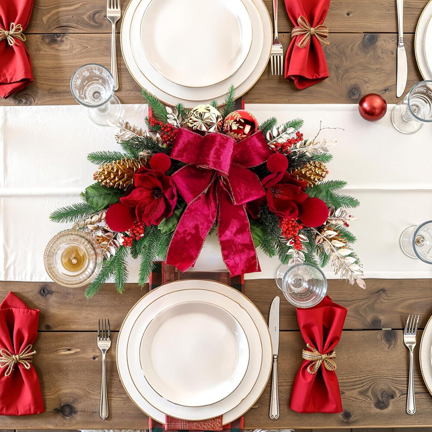 Adorno Navideño Colgante Alupssuc 61 cm con Lazos y Piñas