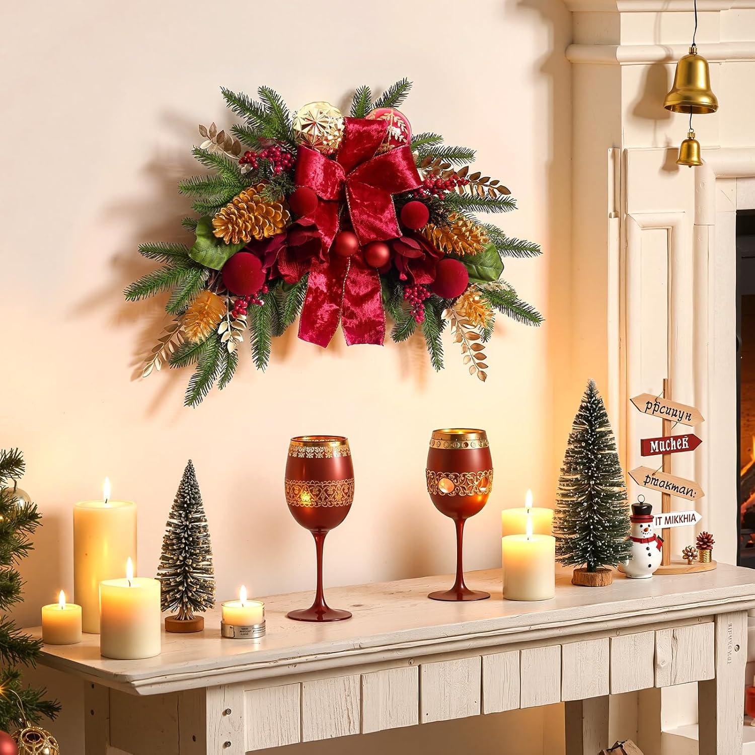 Adorno Navideño Colgante Alupssuc 61 cm con Lazos y Piñas