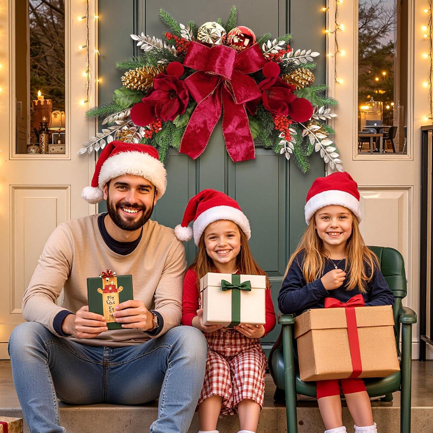 Adorno Navideño Colgante Alupssuc 61 cm con Lazos y Piñas