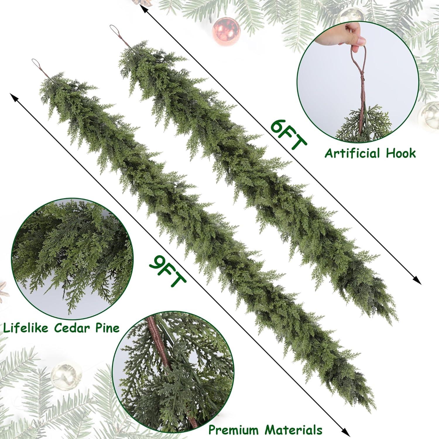 Guirnalda Navideña de Pino Cedro 6FT YOFIT - Decoración Interior/Exterior