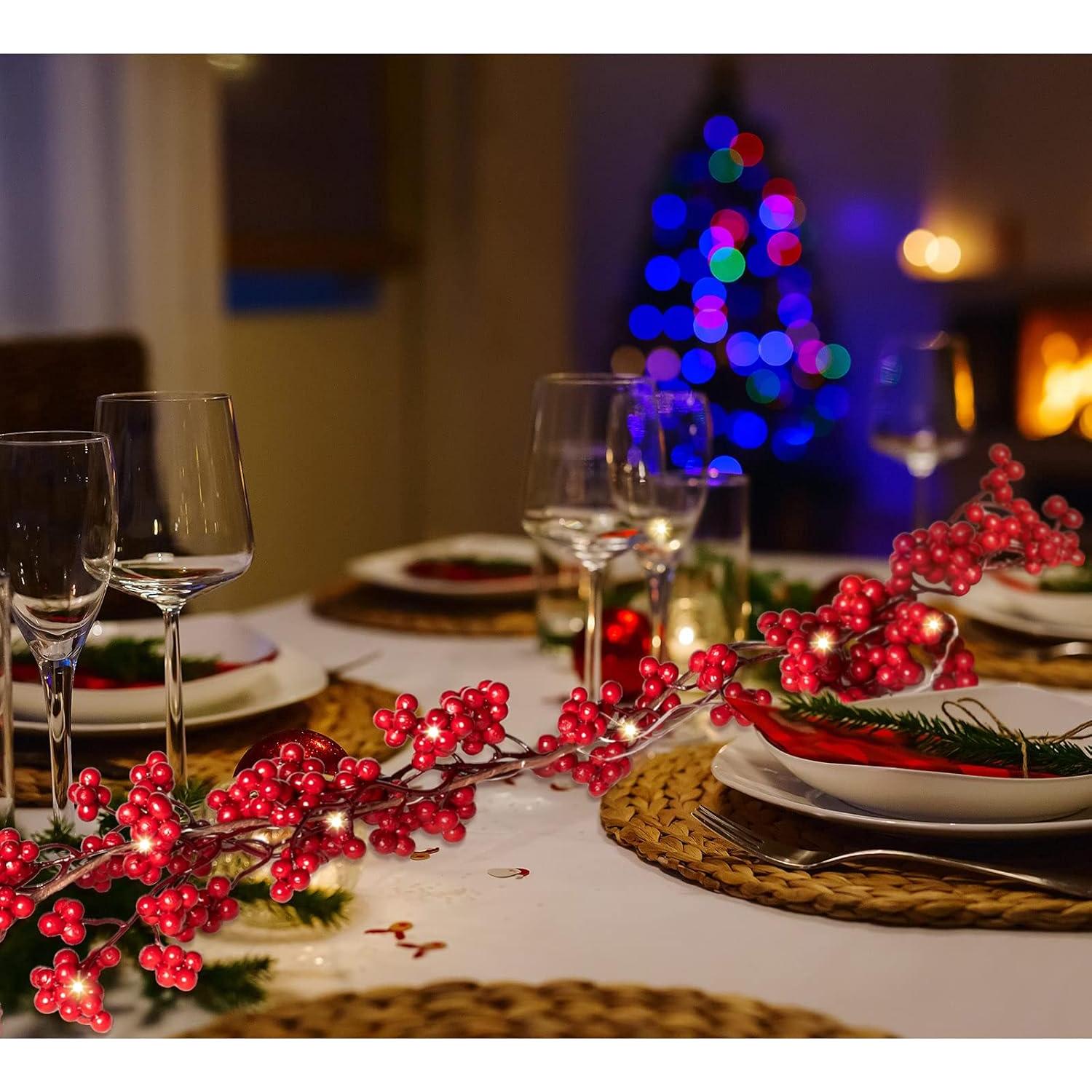 Guirnalda de Baya Roja Iluminada Syhood 1.83m Navidad