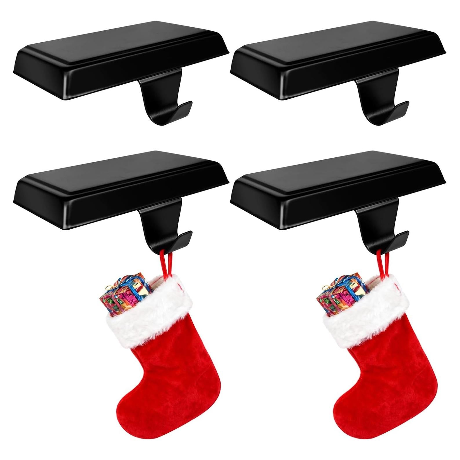 Soportes de Calcetines de Navidad UrbanRoots Set de 4 Metal Negro
