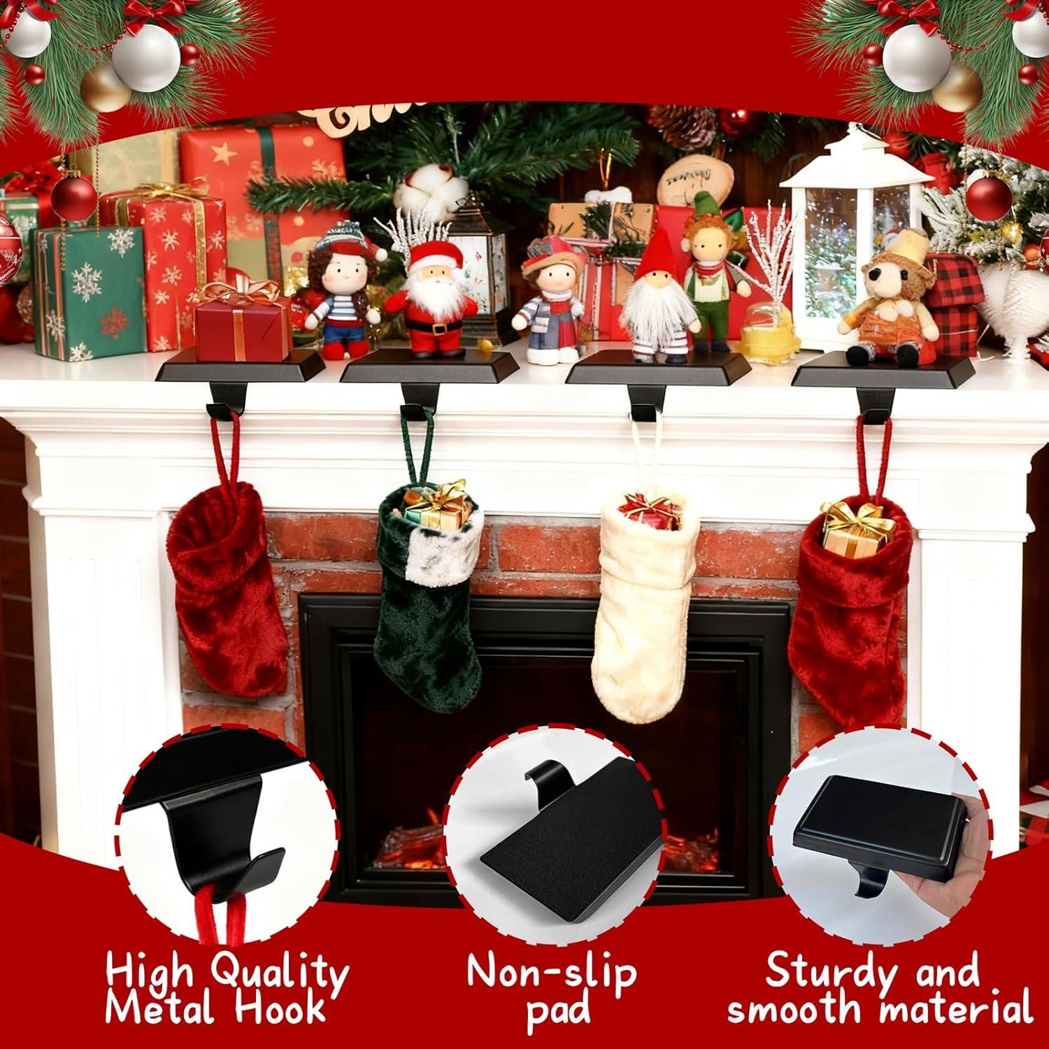 Soportes de Calcetines de Navidad UrbanRoots Set de 4 Metal Negro