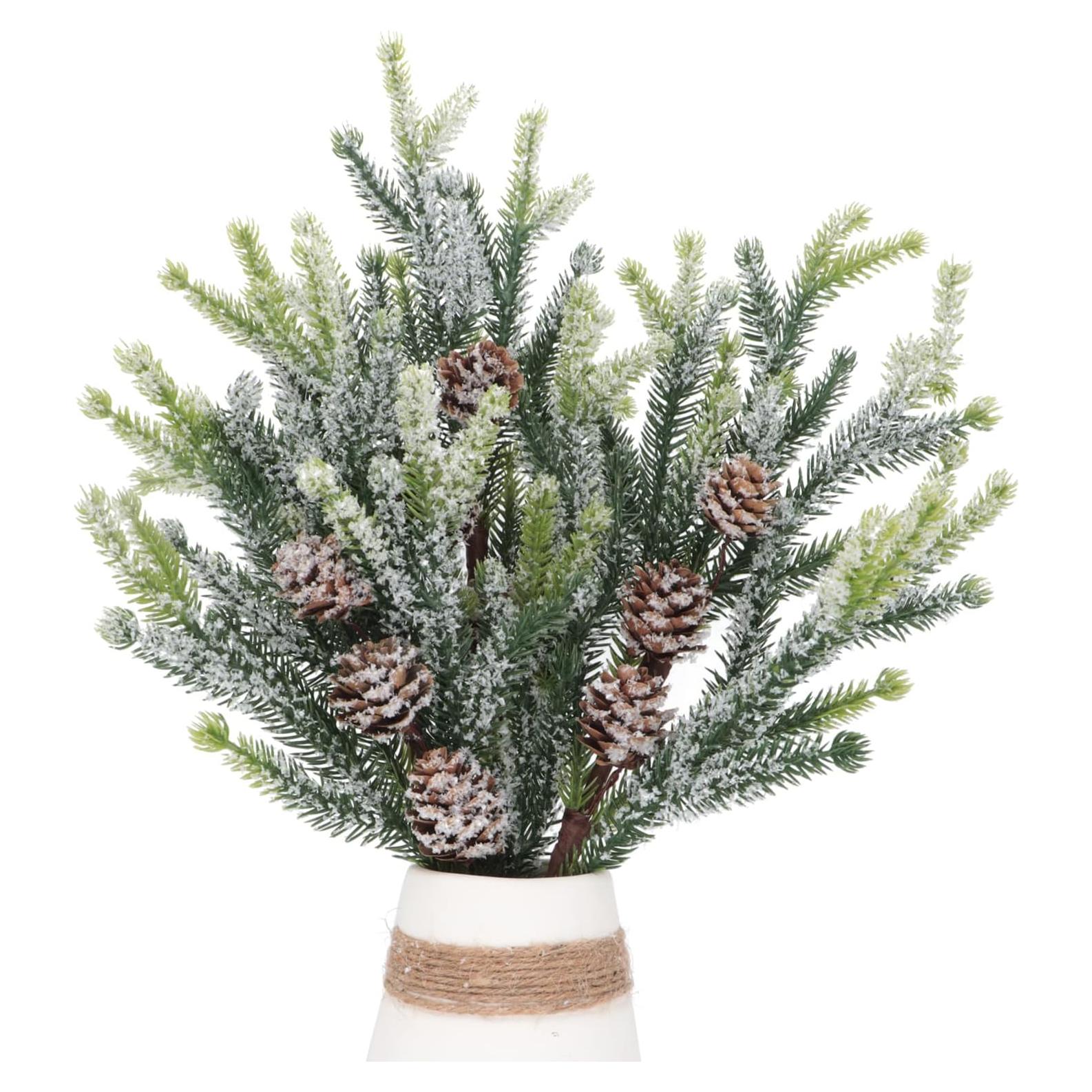 3 Ramas de Pino Artificial con Escarcha y Piñas Kesywale