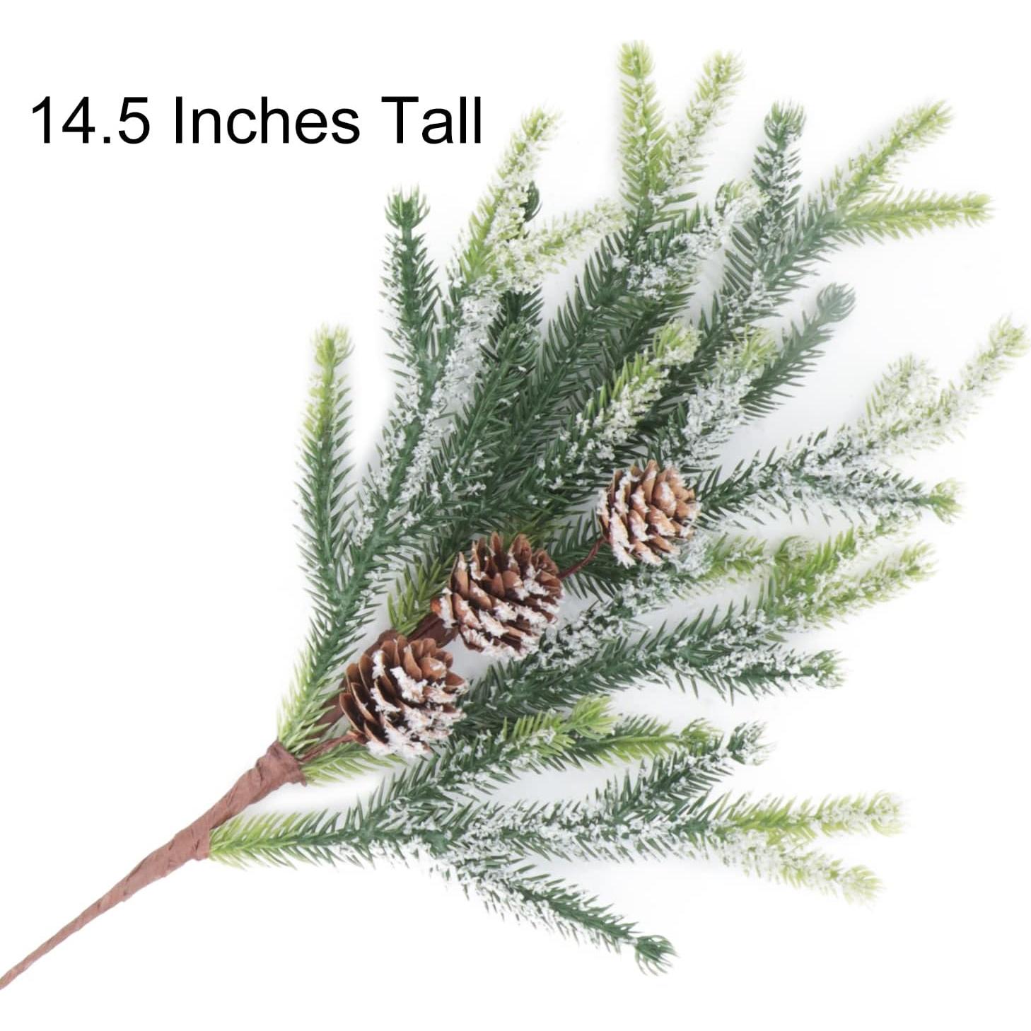 3 Ramas de Pino Artificial con Escarcha y Piñas Kesywale