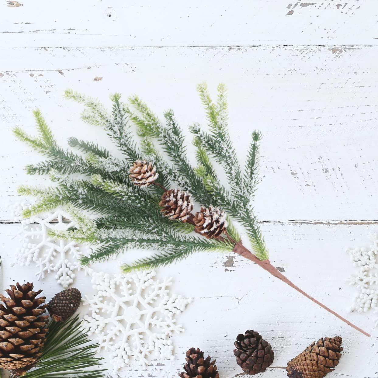 3 Ramas de Pino Artificial con Escarcha y Piñas Kesywale