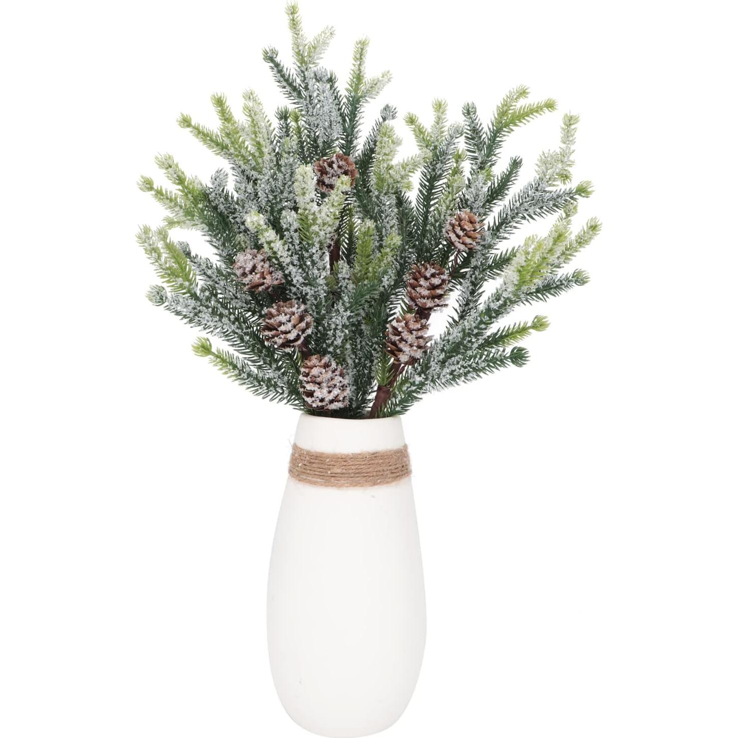 3 Ramas de Pino Artificial con Escarcha y Piñas Kesywale