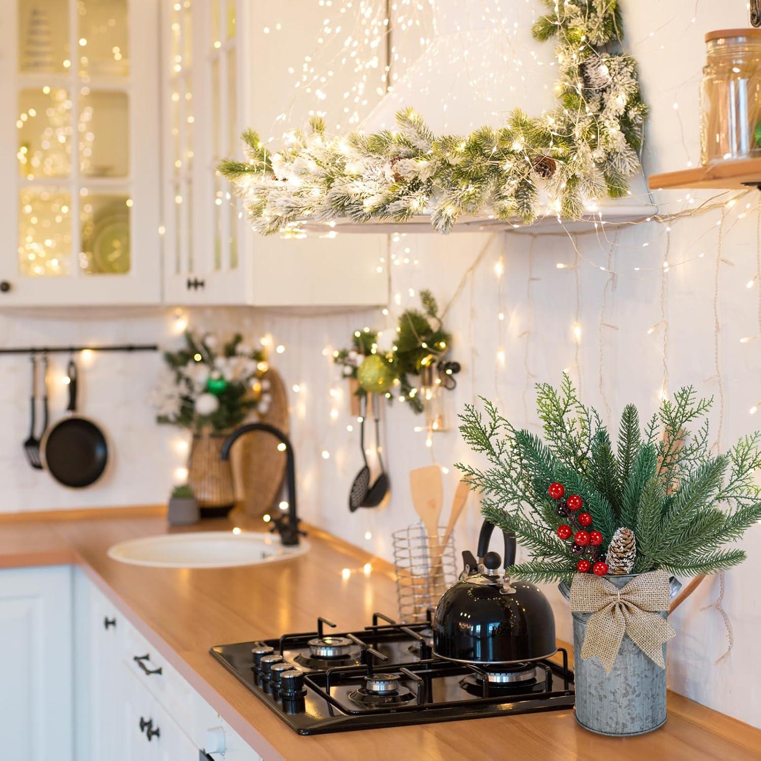 Centro de Mesa Navideño Winlyn Jarrón Metal Rústico 38cm