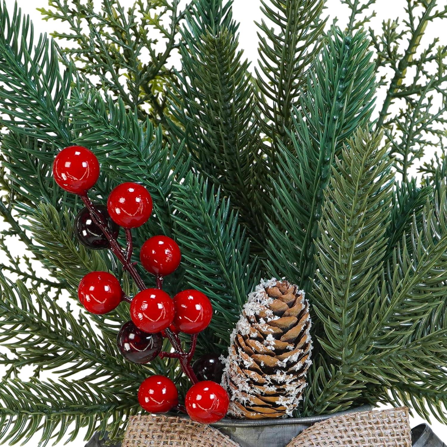 Centro de Mesa Navideño Winlyn Jarrón Metal Rústico 38cm