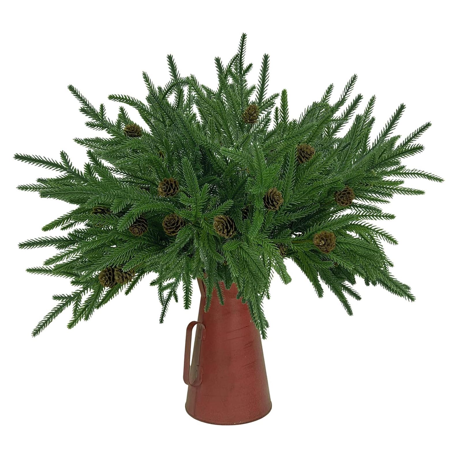 Ramas de Pino Norfolk Artificial Agusbagli con Jarrón 48 cm