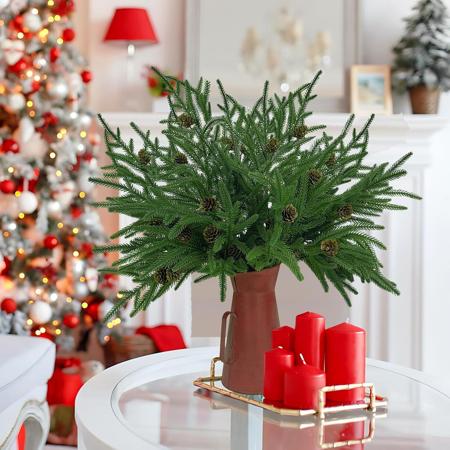 Ramas de Pino Norfolk Artificial Agusbagli con Jarrón 48 cm