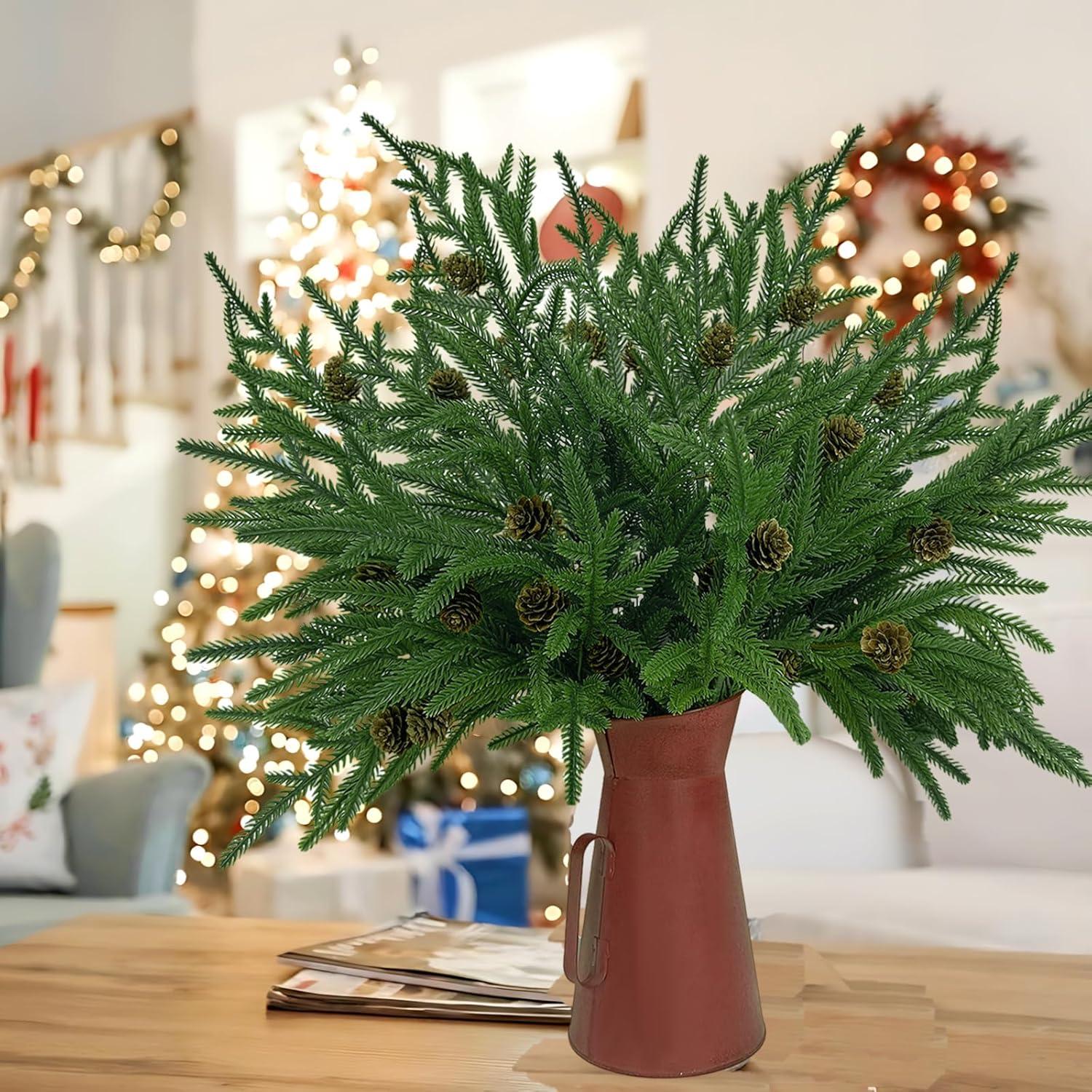 Ramas de Pino Norfolk Artificial Agusbagli con Jarrón 48 cm