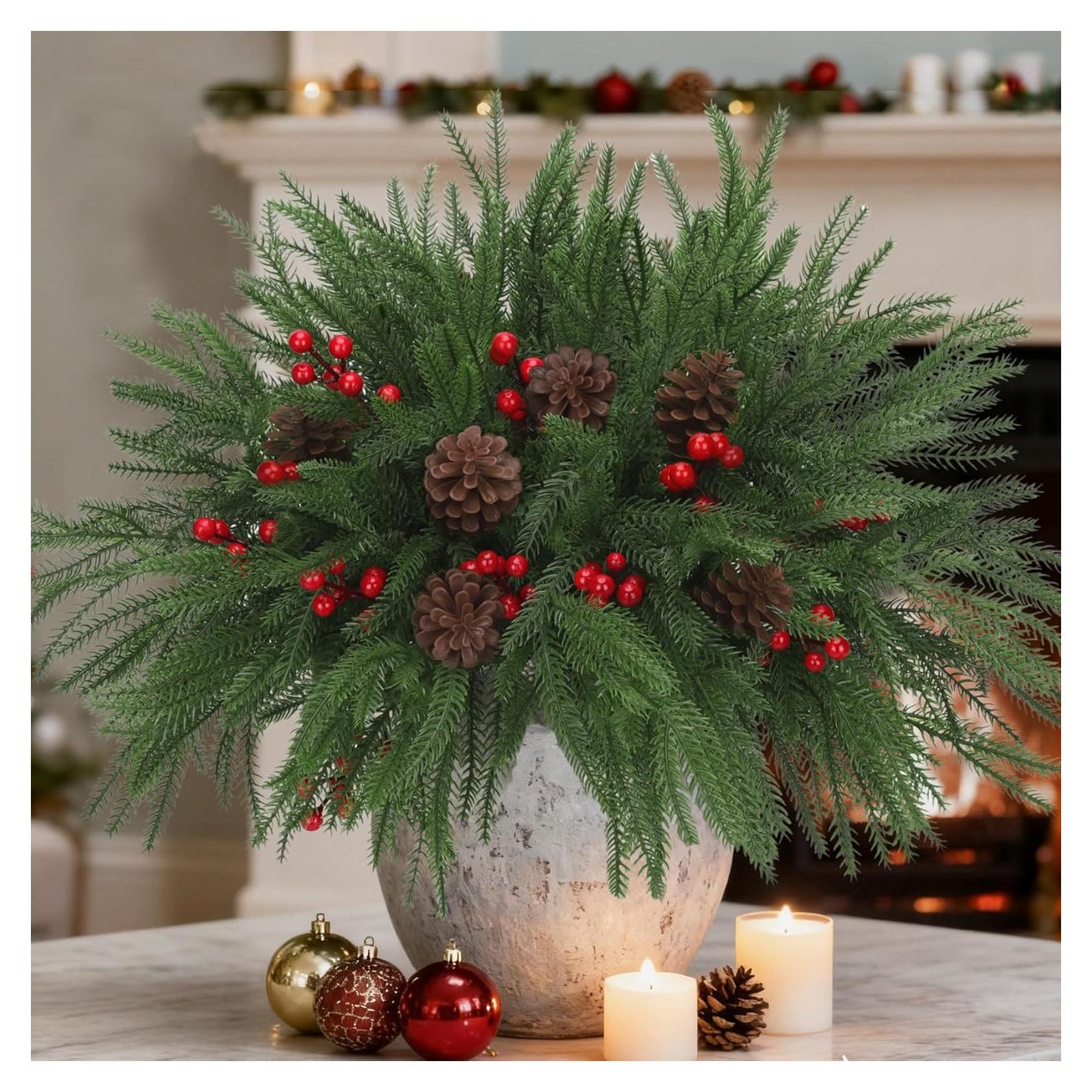 Ramas de Pino Norfolk Bassion 12 Pcs 45.72 cm Decoración Navidad