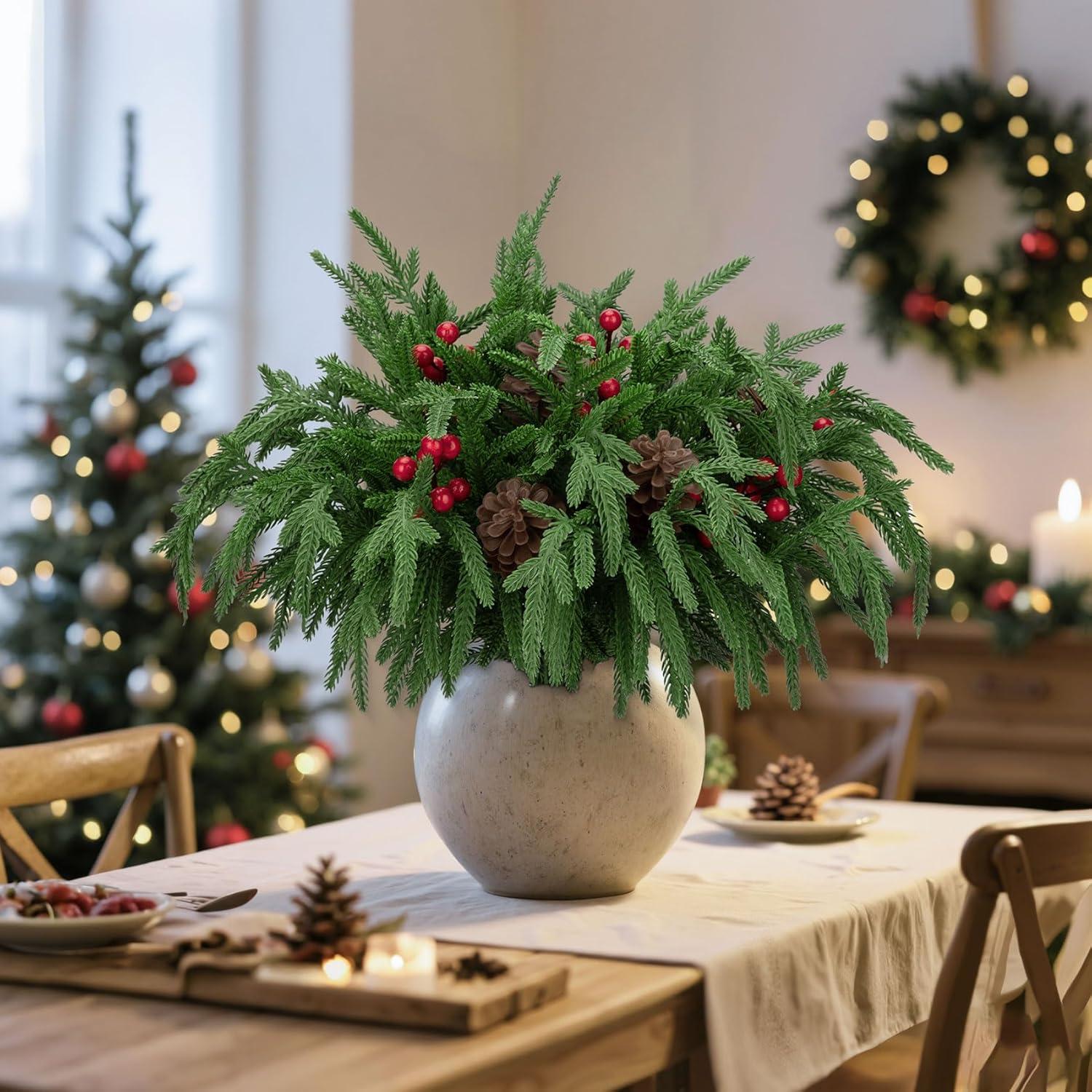 Ramas de Pino Norfolk Bassion 12 Pcs 45.72 cm Decoración Navidad