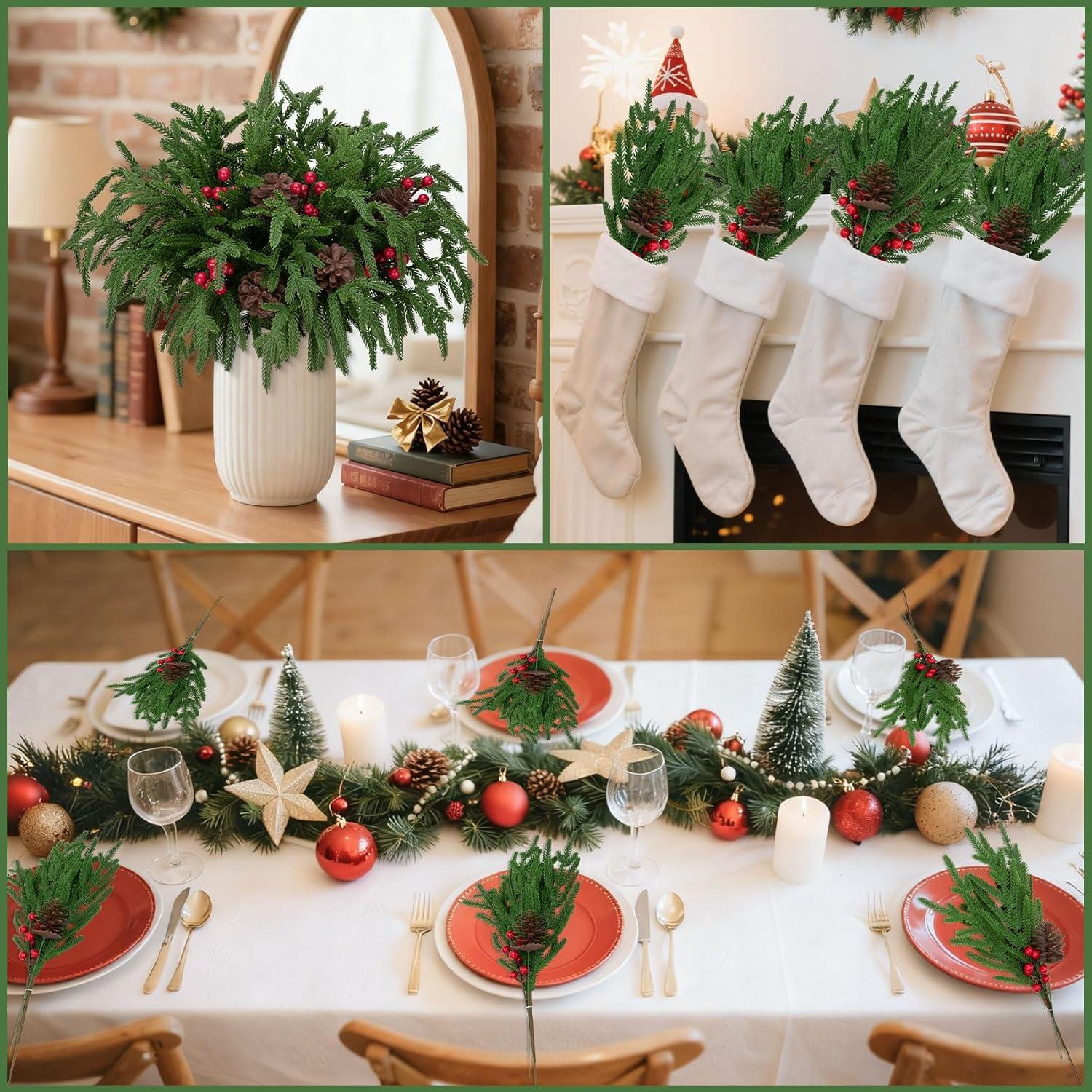 Ramas de Pino Norfolk Bassion 12 Pcs 45.72 cm Decoración Navidad