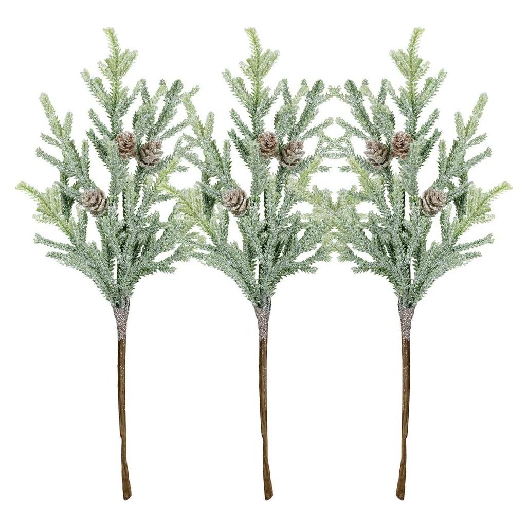Paquete de 3 Ramas de Pino Ciprés Artificiales 35 cm Winlyn
