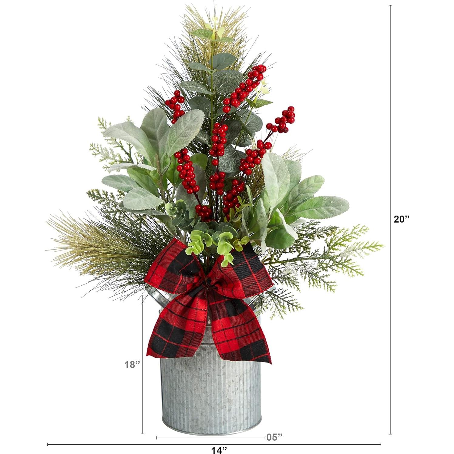 Arreglo Navideño Artificial Casi Natural 50.8 cm con Piña y Berries