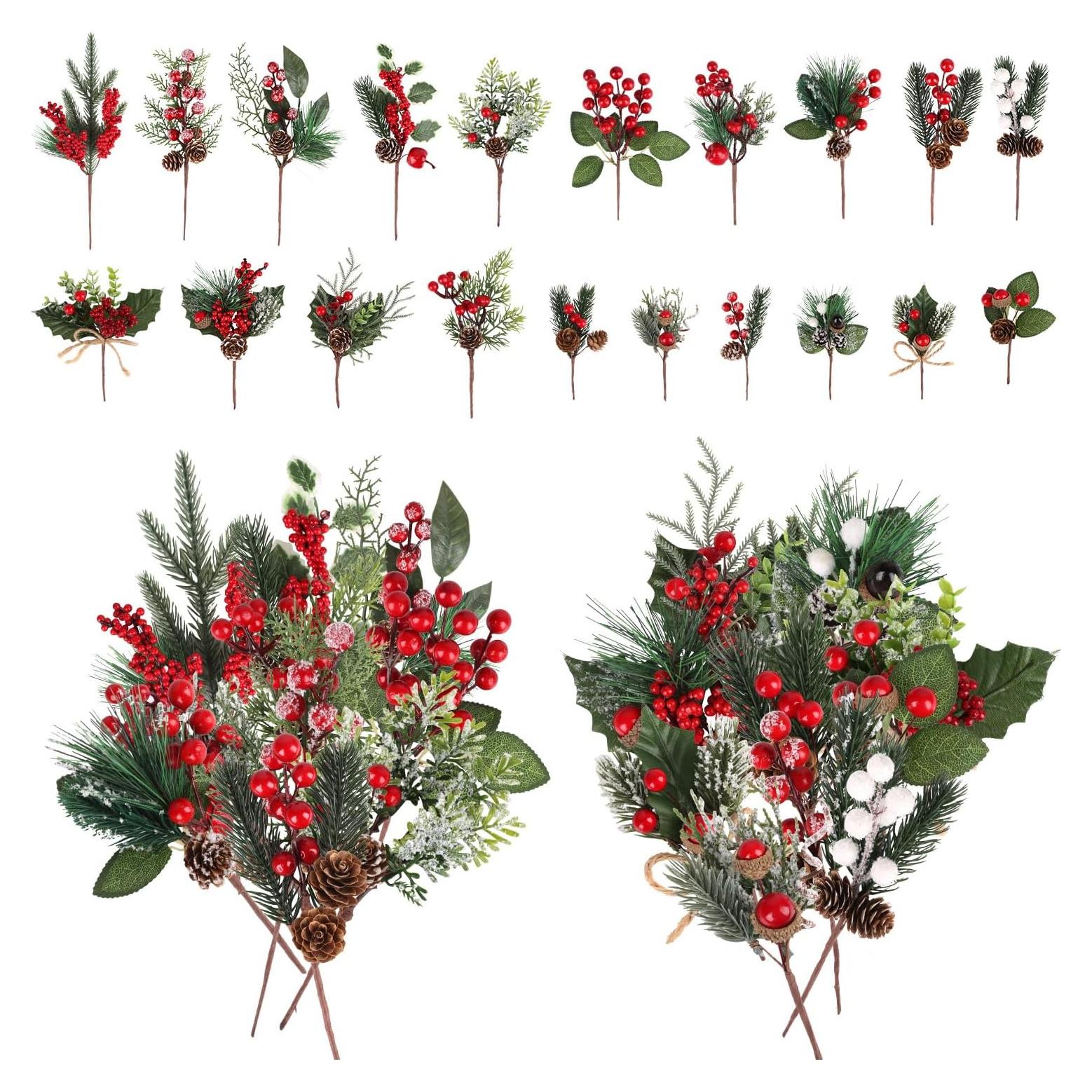 Ramas Artificiales de Navidad LOMIMOS 20 Piezas con Piñas