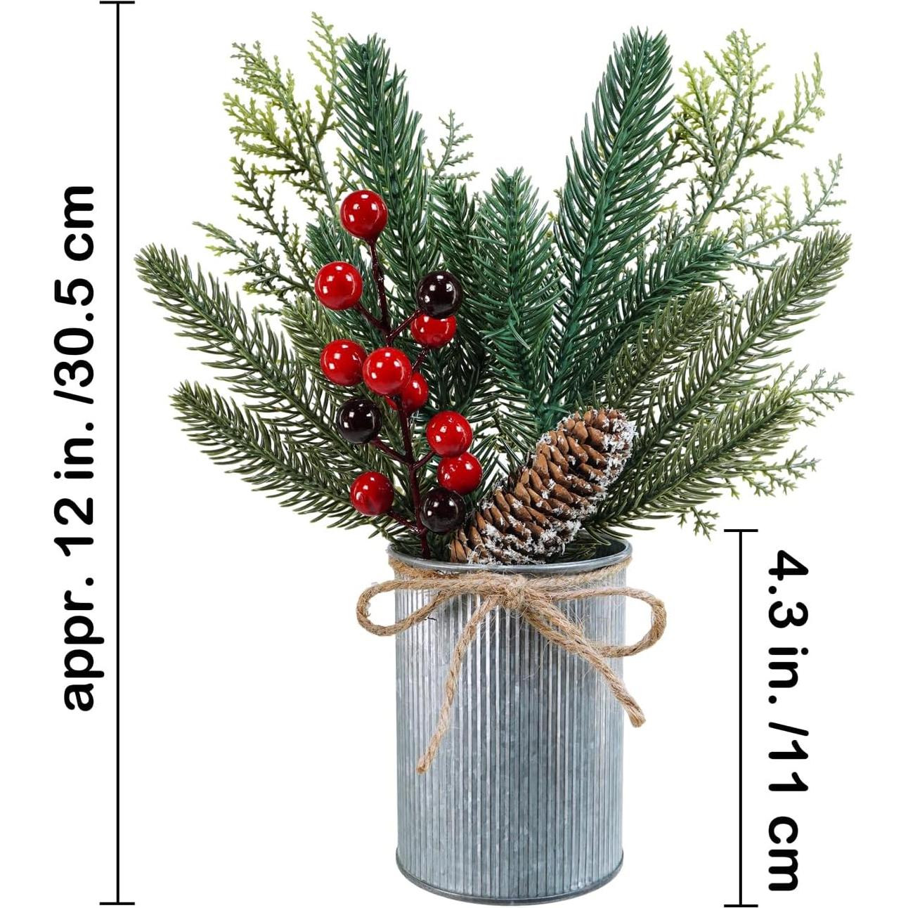 Arreglos Florales Navideños Winlyn en Macetas de Metal - 3 Piezas