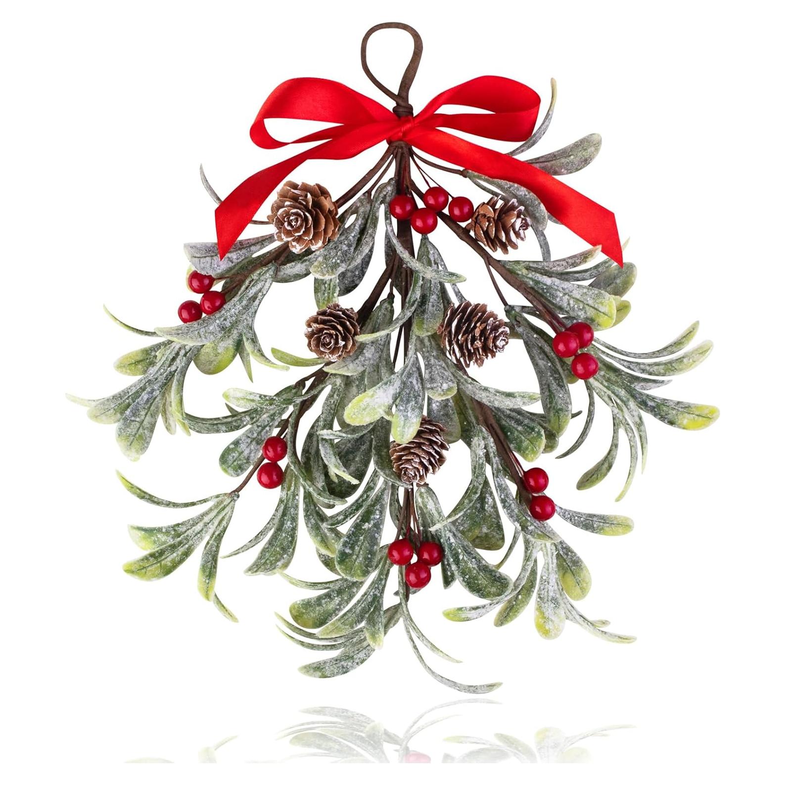 Adorno de Muérdago Artificial Navidad Mntrprko 30 cm Rojo