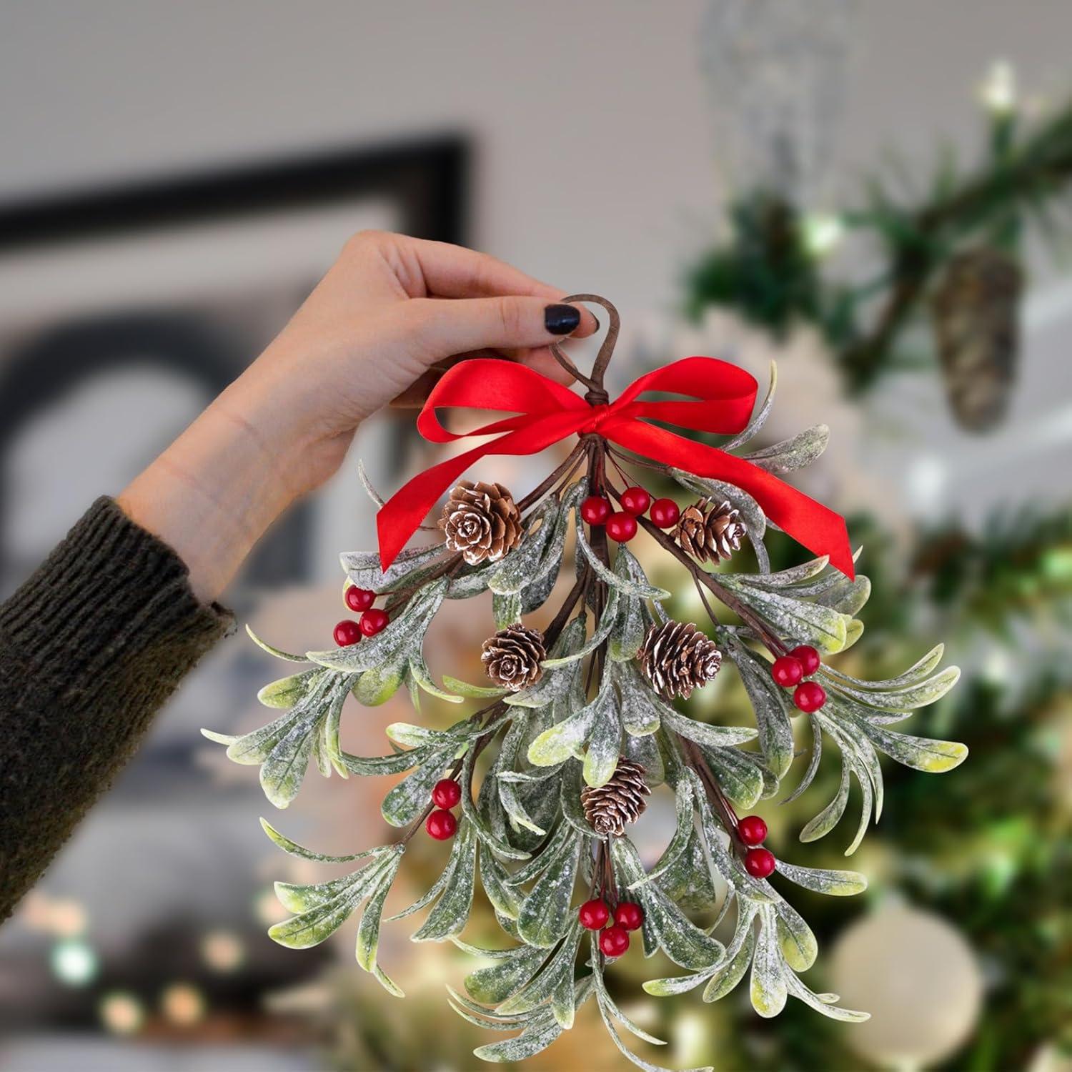 Adorno de Muérdago Artificial Navidad Mntrprko 30 cm Rojo