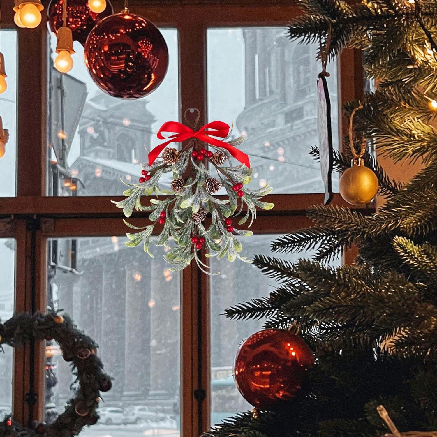 Adorno de Muérdago Artificial Navidad Mntrprko 30 cm Rojo