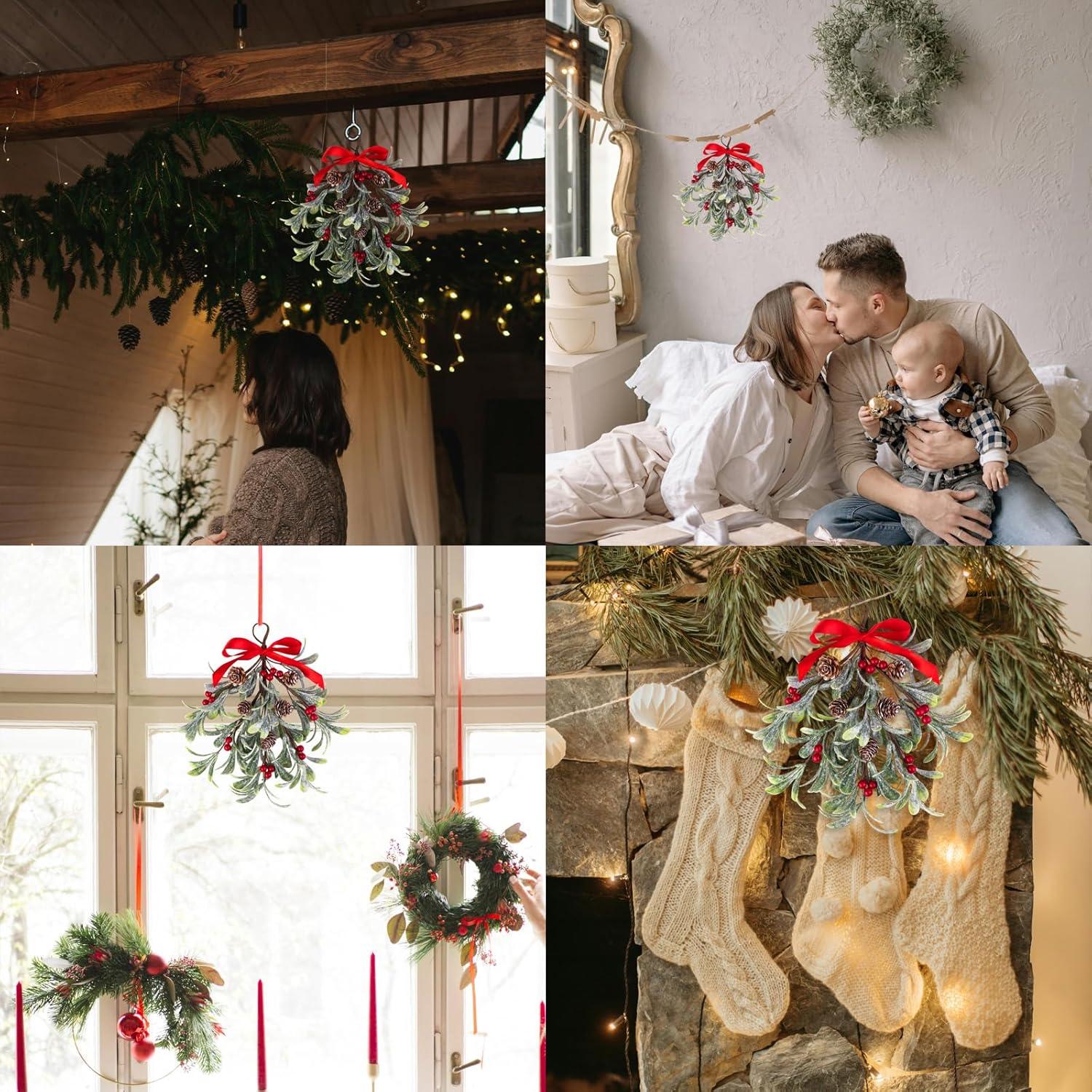 Adorno de Muérdago Artificial Navidad Mntrprko 30 cm Rojo