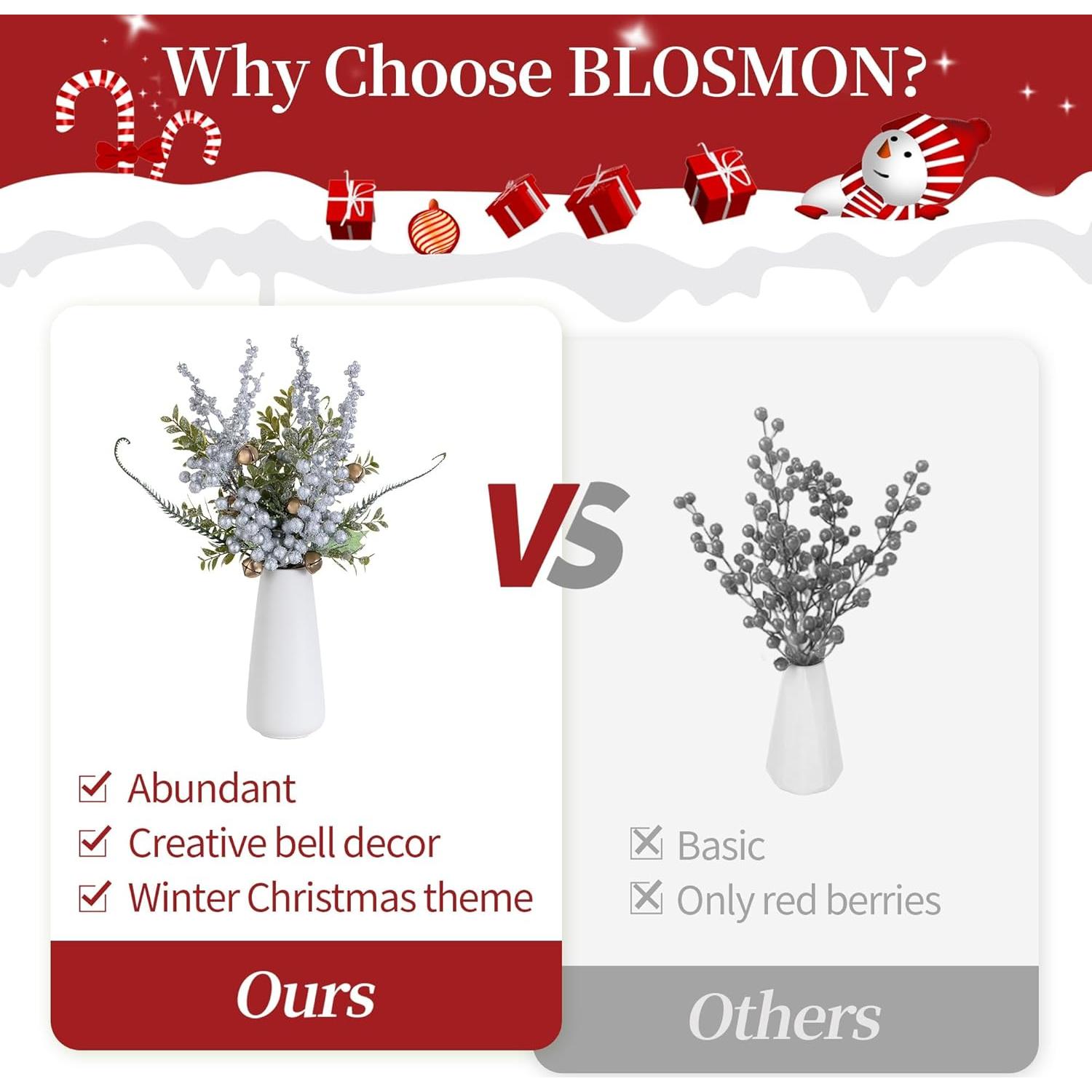 Ramo Floral Artificial de Navidad Blosmon con Jarrón 36.8 cm