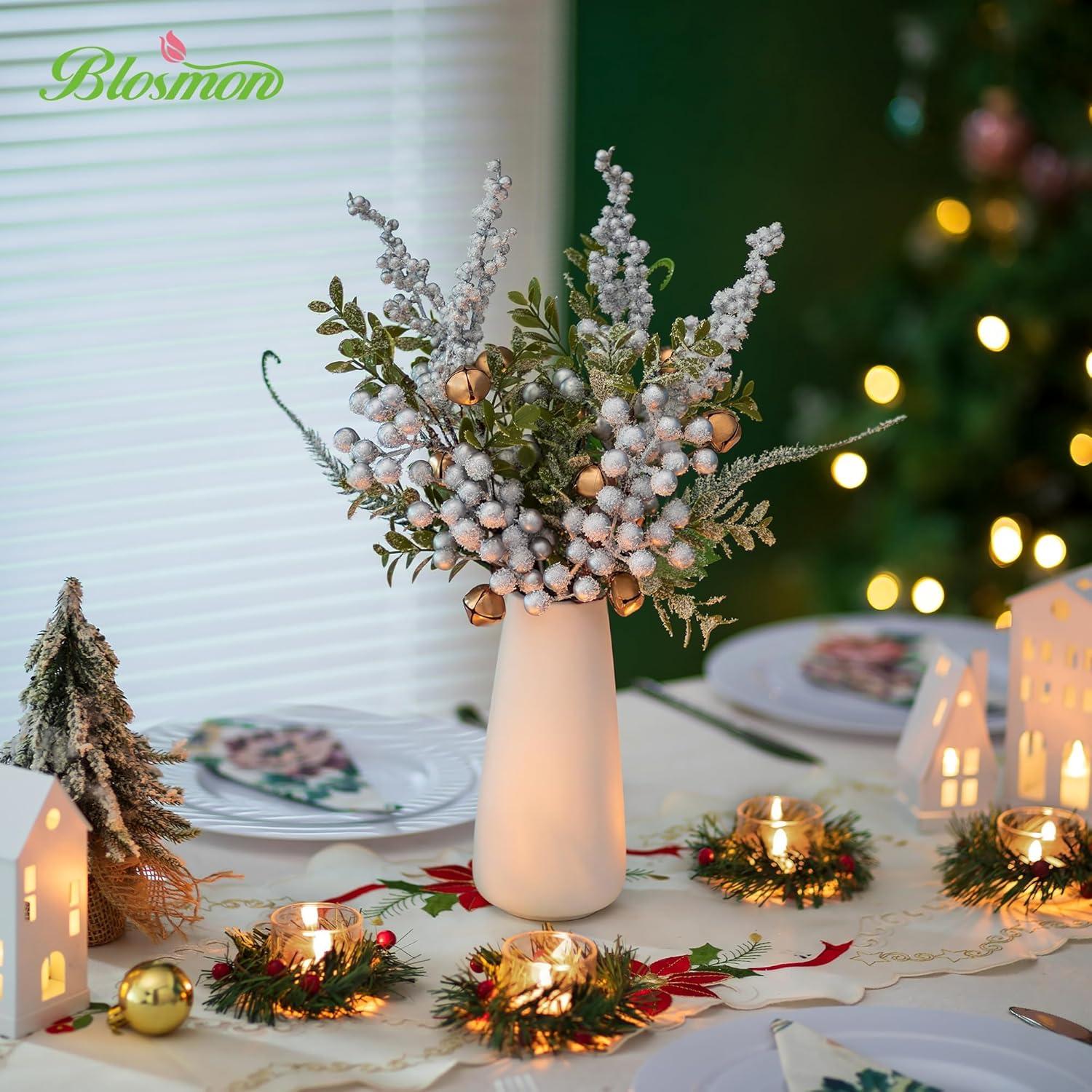 Ramo Floral Artificial de Navidad Blosmon con Jarrón 36.8 cm