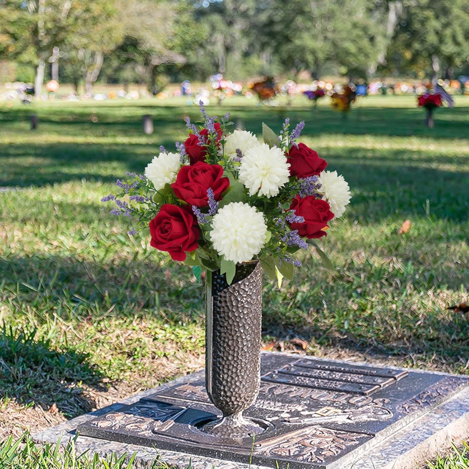 Ramo de flores artificiales HO2NLE con rosa roja y crisantemos 30 cm