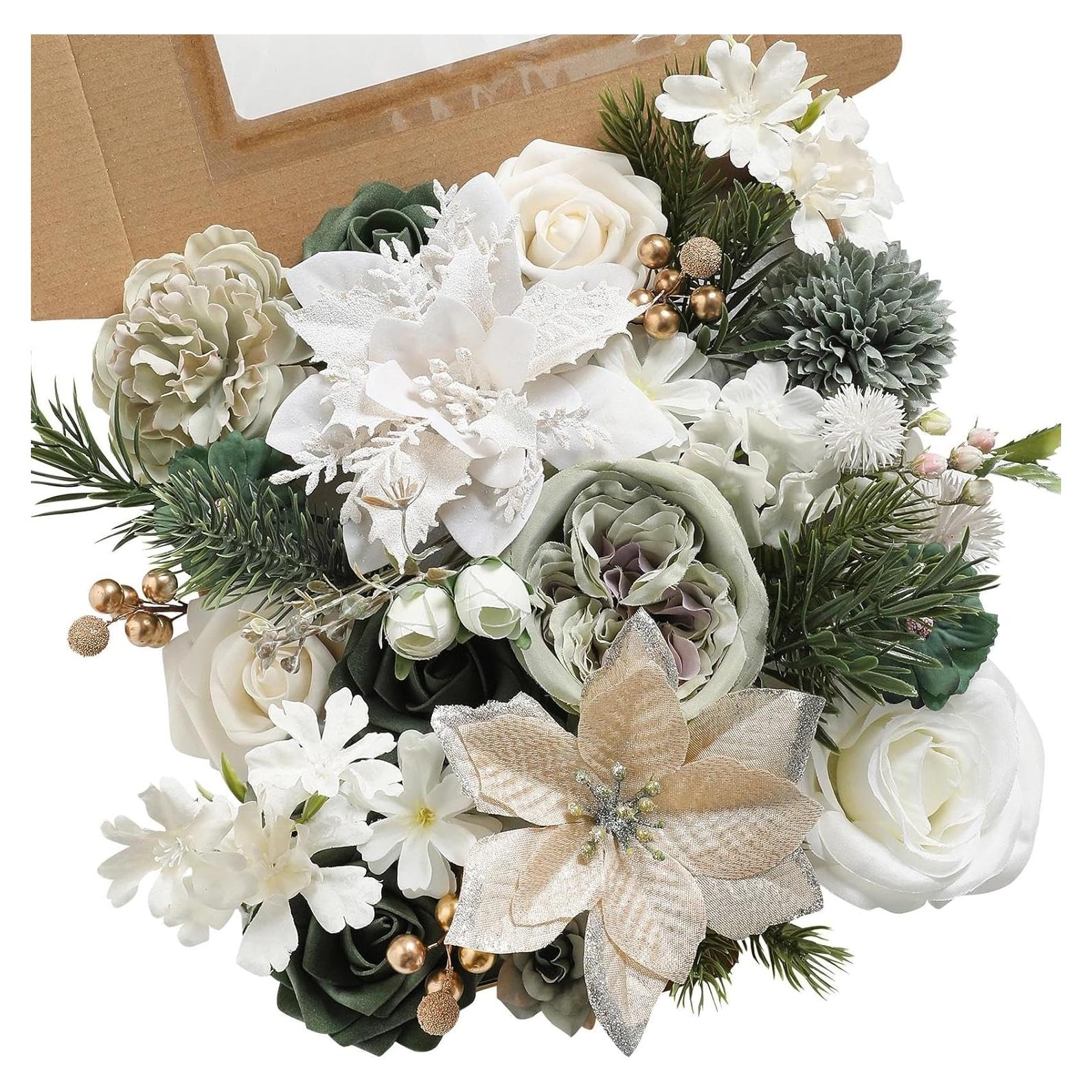 Juego de Flores Artificiales Koroni para Decoración Navideña