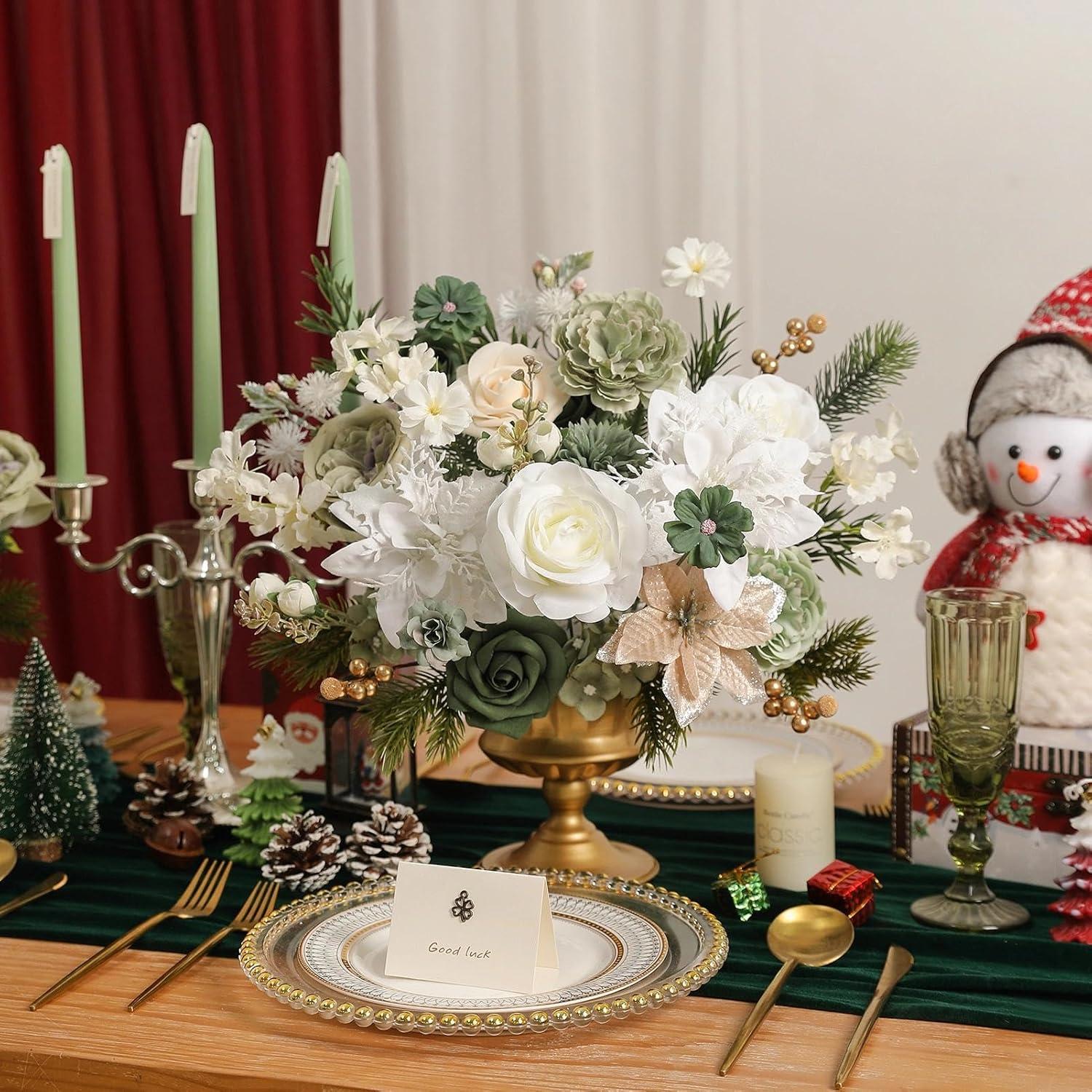 Juego de Flores Artificiales Koroni para Decoración Navideña