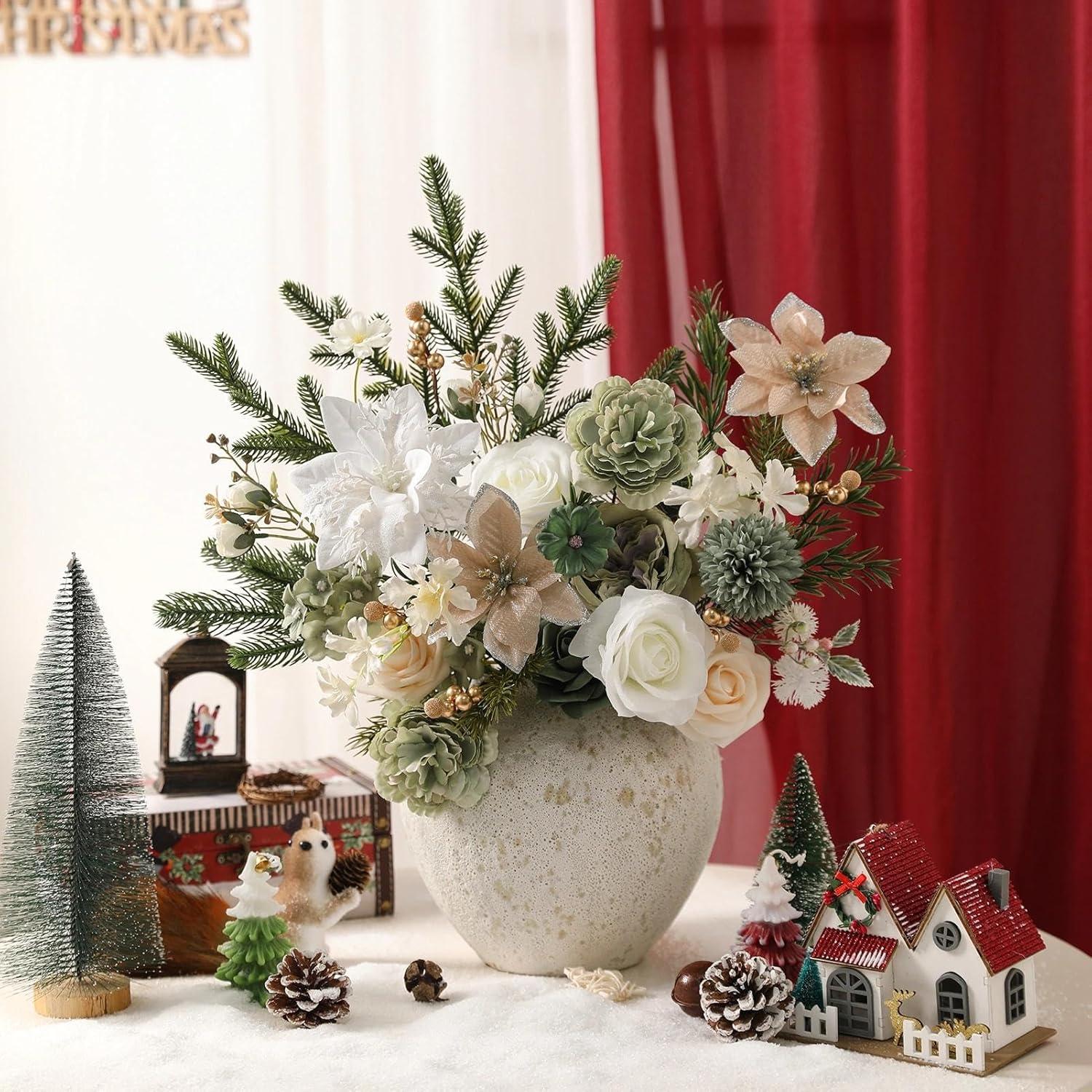 Juego de Flores Artificiales Koroni para Decoración Navideña