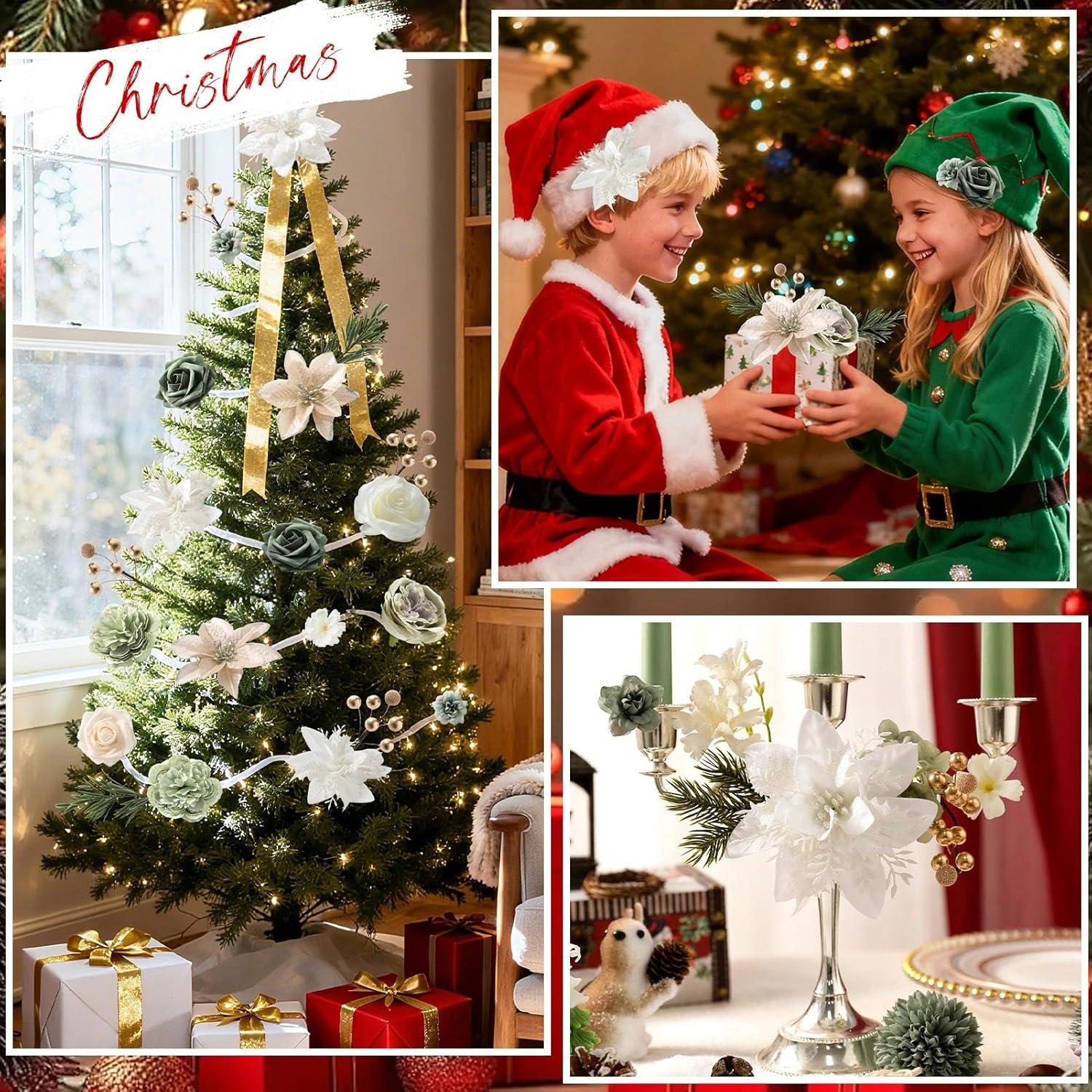 Juego de Flores Artificiales Koroni para Decoración Navideña