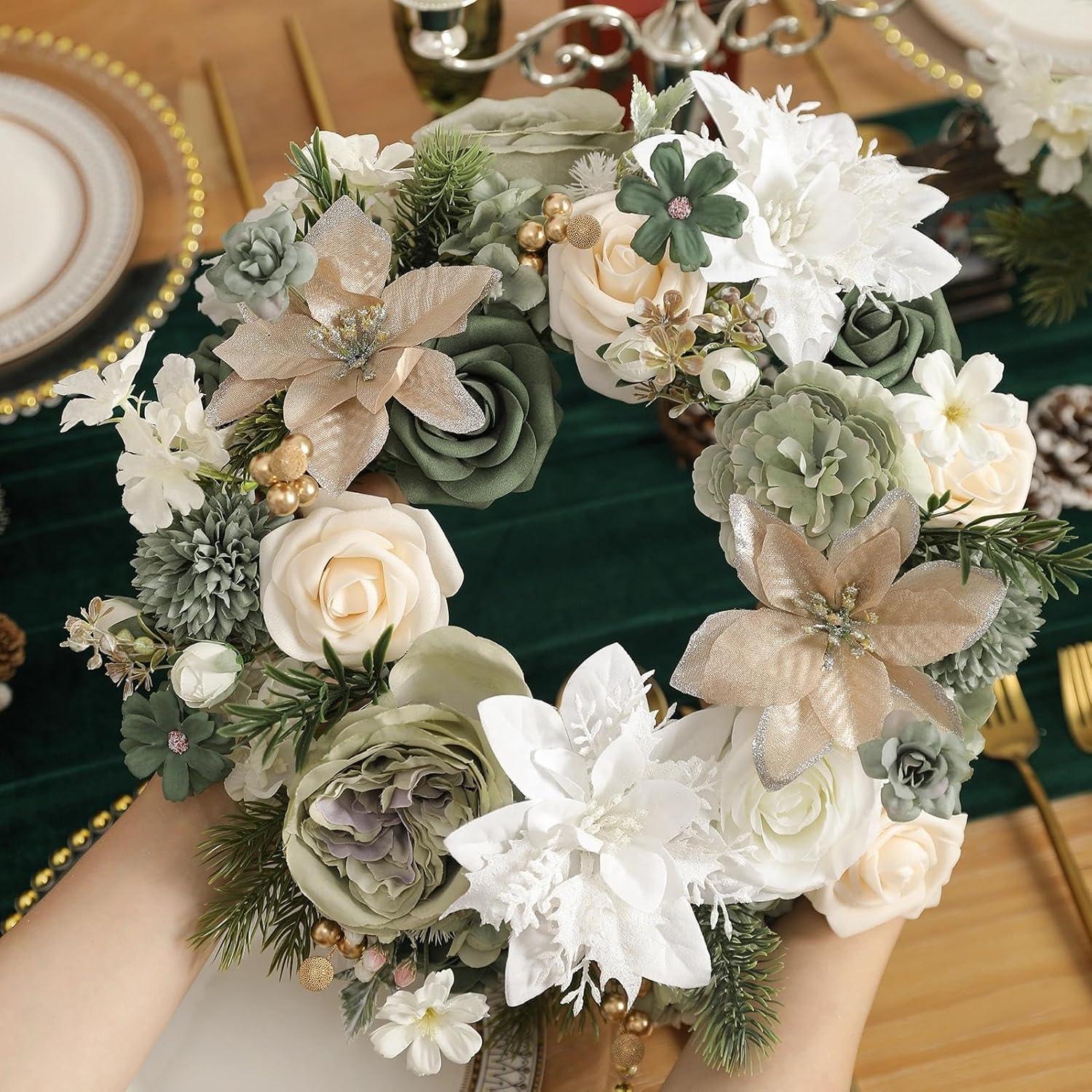 Juego de Flores Artificiales Koroni para Decoración Navideña