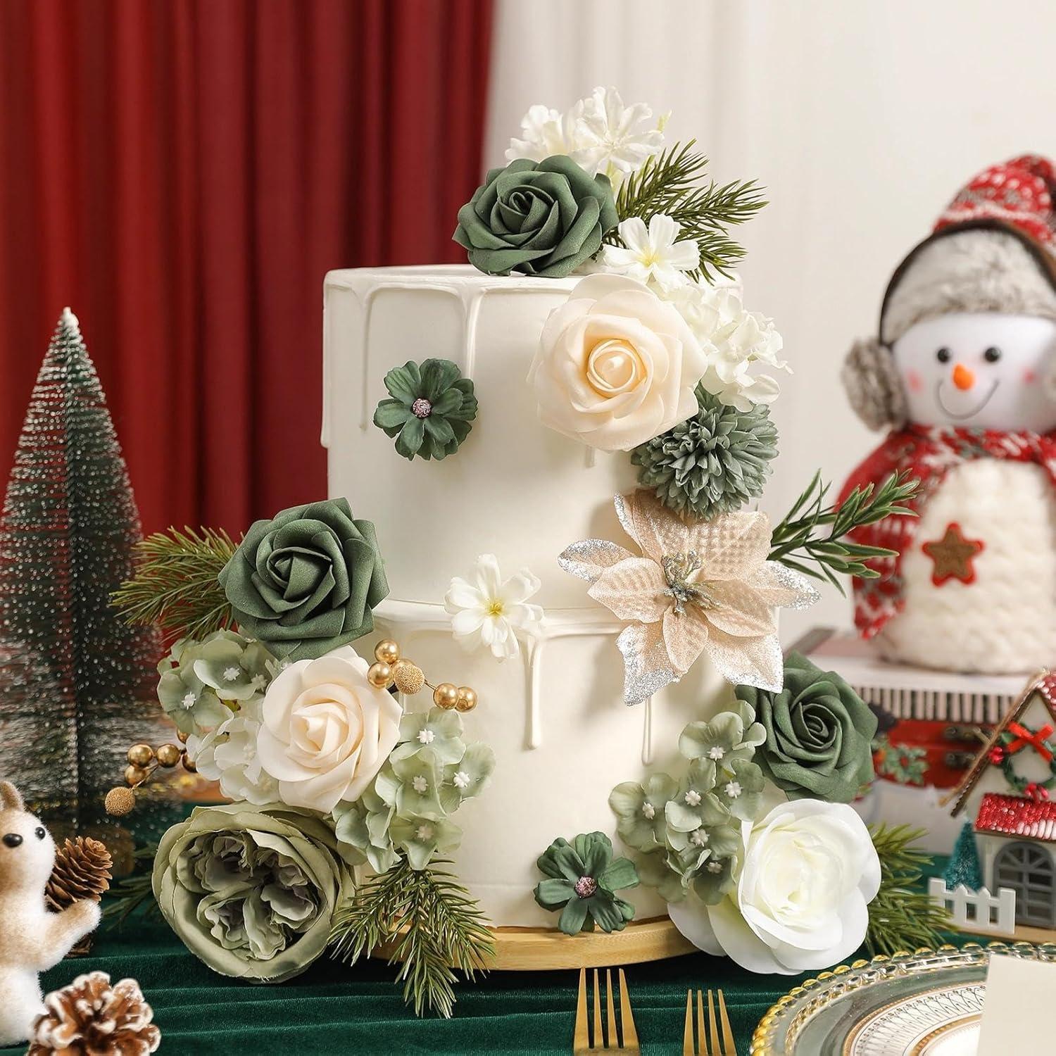 Juego de Flores Artificiales Koroni para Decoración Navideña