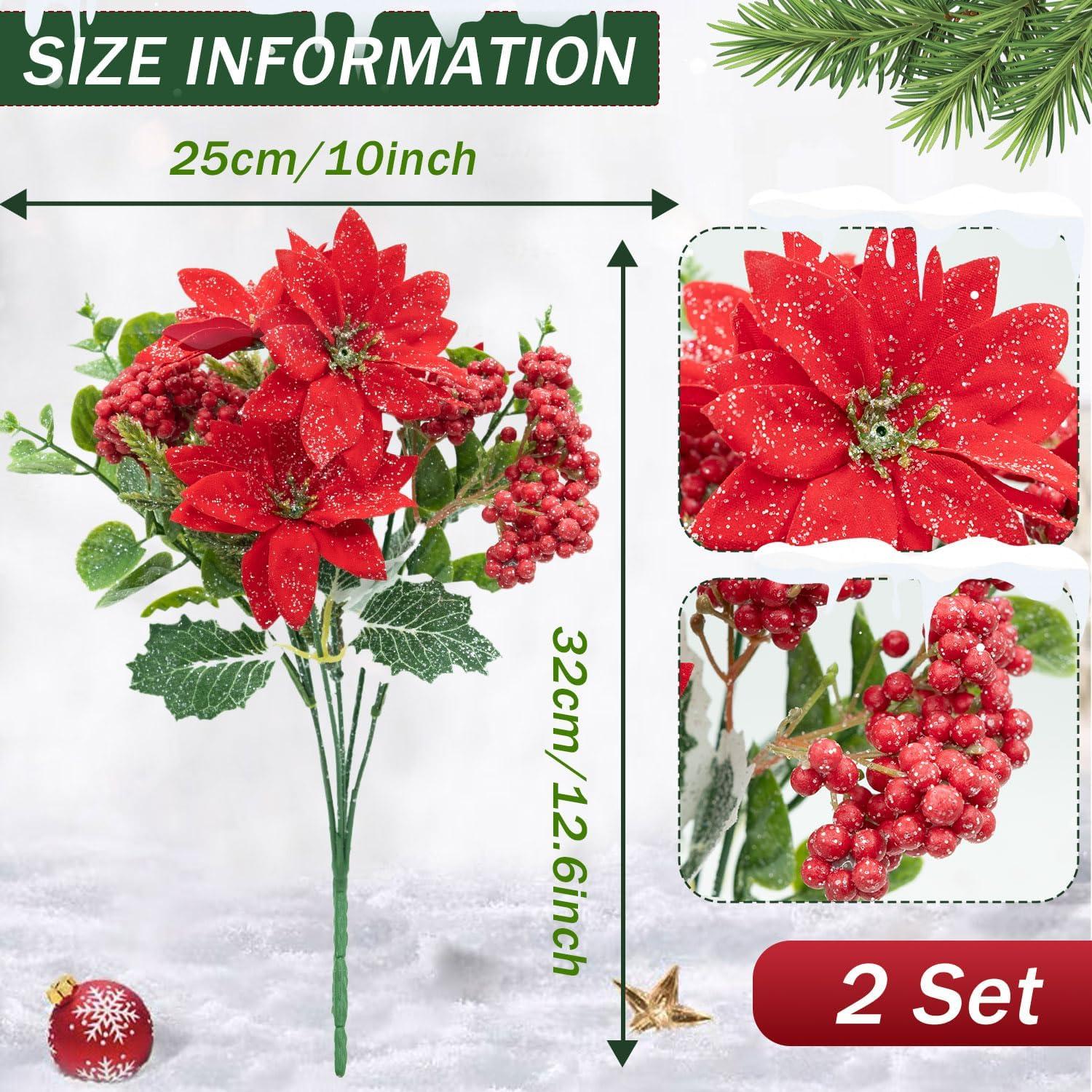 Ramo Floral Artificial de Nochebuena Guagb - 2 Pcs 32 cm