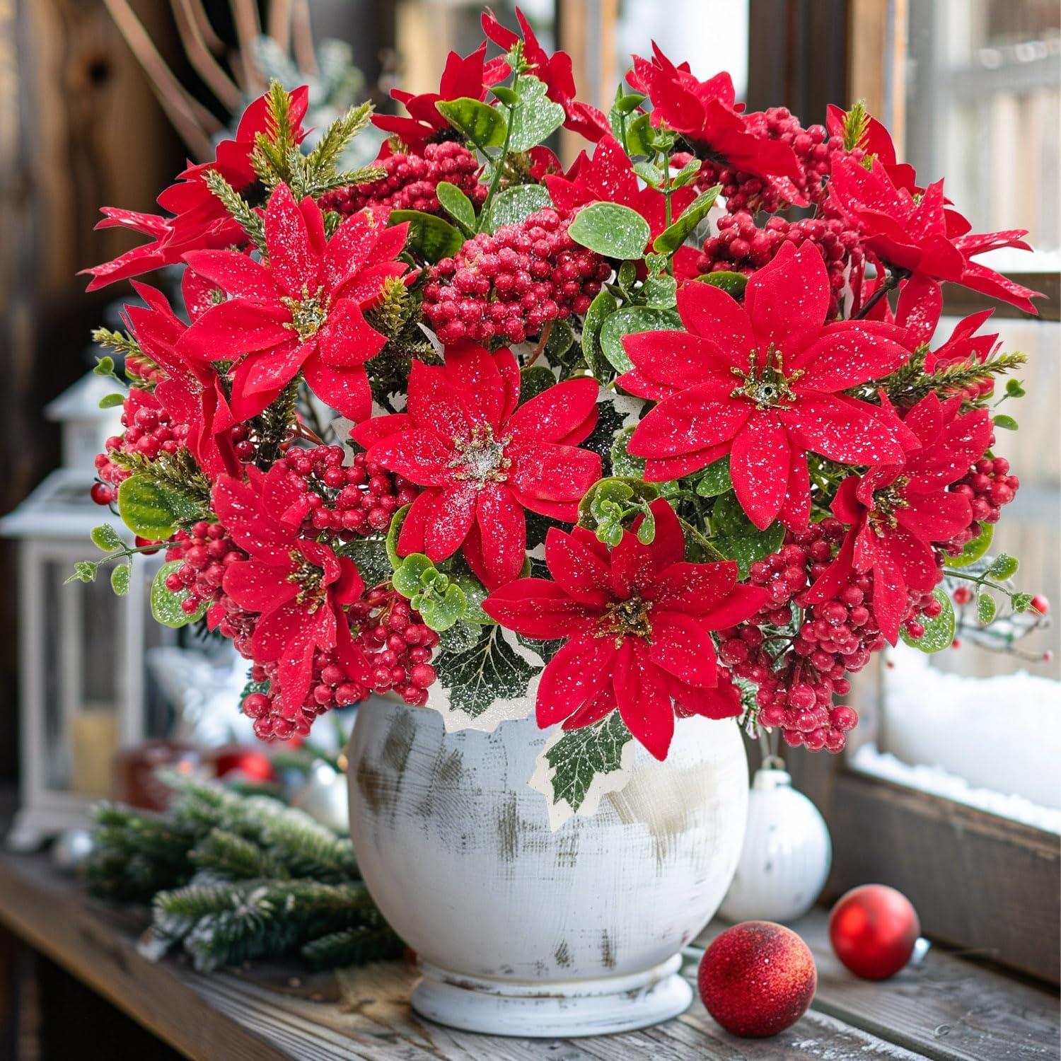 Ramo Floral Artificial de Nochebuena Guagb - 2 Pcs 32 cm